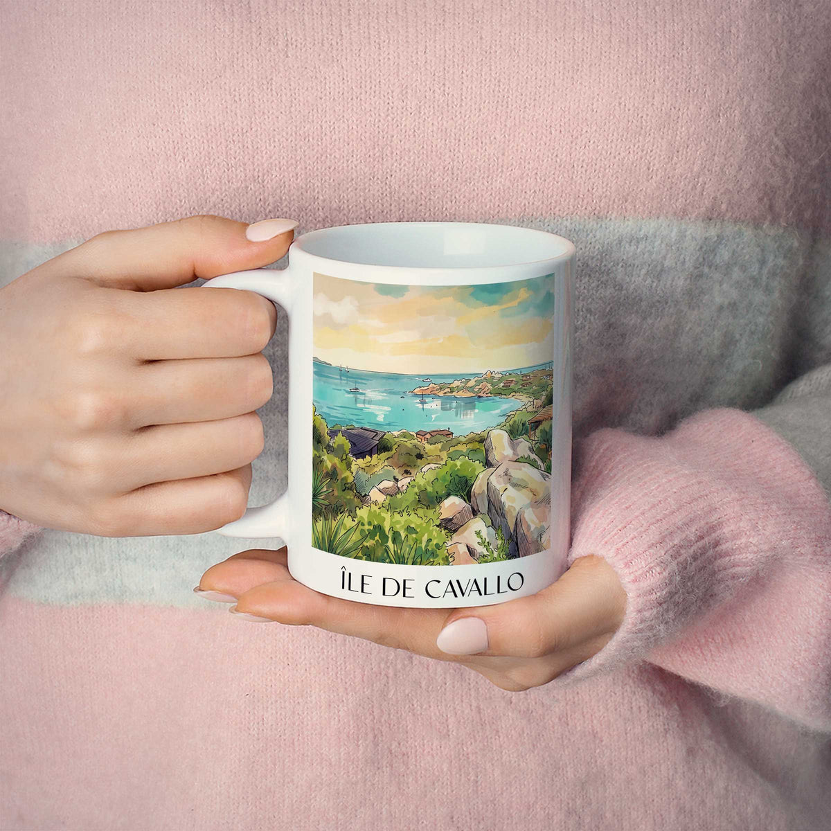 île-de-cavallo-bonifacio-frankreich-kaffeebecher-aquarell