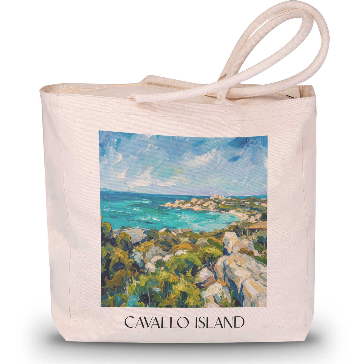 Île de Cavallo Shopping Tasche - Bonifacio - Frankreich Tote Bag - Einkaufstasche im Ölgemälde Stil
