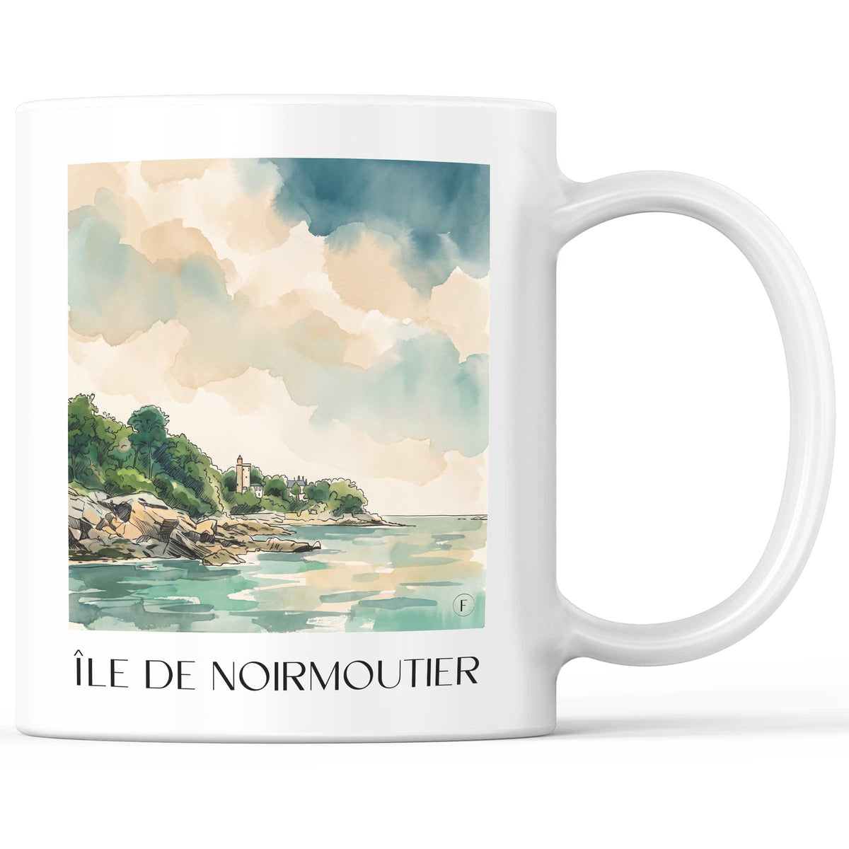 Île de Noirmoutier Kaffeebecher - Vendée - Frankreich Becher - Kaffeetasse im Aquarell Stil