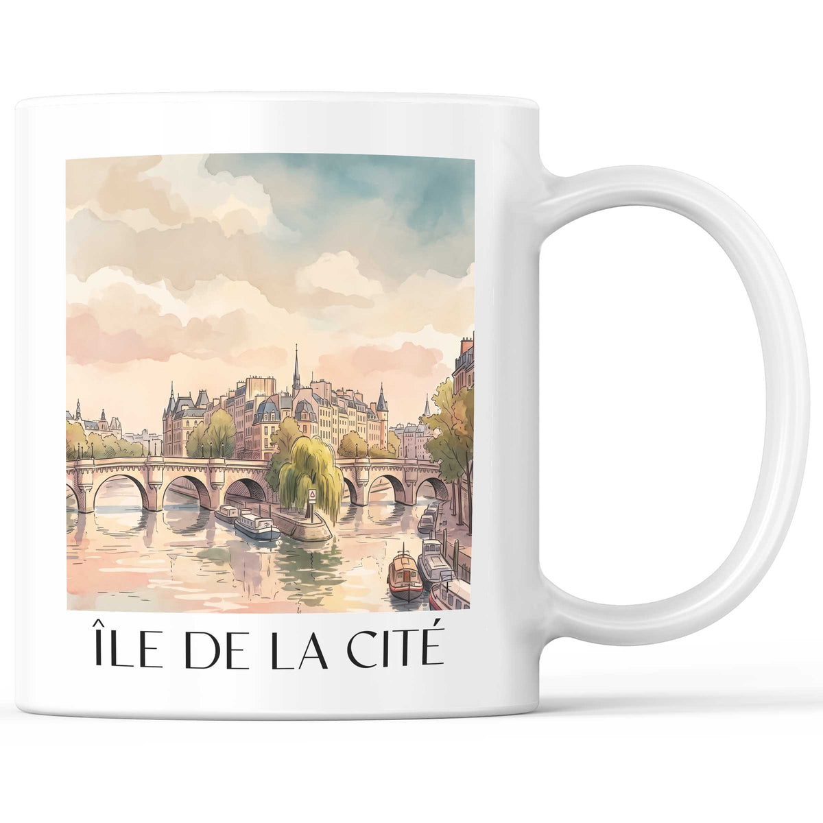 Île de la Cité Kaffeebecher - Paris - Frankreich Becher - Kaffeetasse im Aquarell Stil - favplace