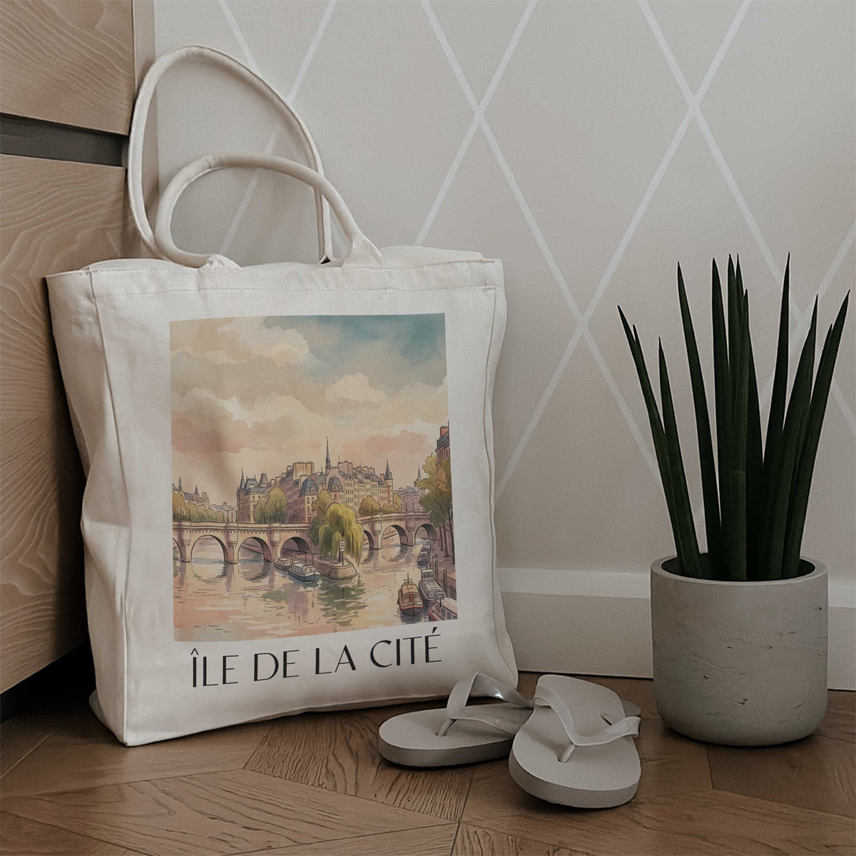 île-de-la-cité-paris-frankreich-einkaufstasche-aquarell