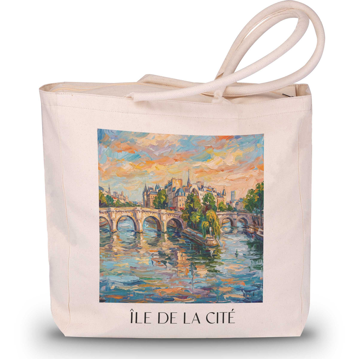 Île de la Cité Shopping Tasche - Paris - Frankreich Tote Bag - Einkaufstasche im Ölgemälde Stil - favplace