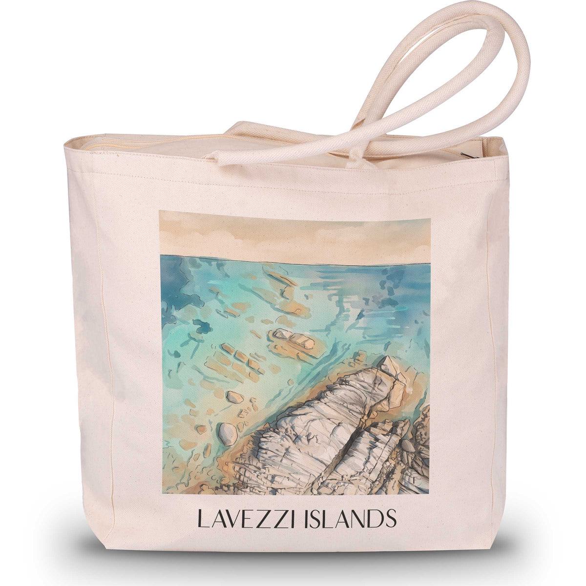 Îles Lavezzi Shopping Tasche - Bonifacio - Frankreich Tote Bag - Einkaufstasche im Aquarell Stil - favplace