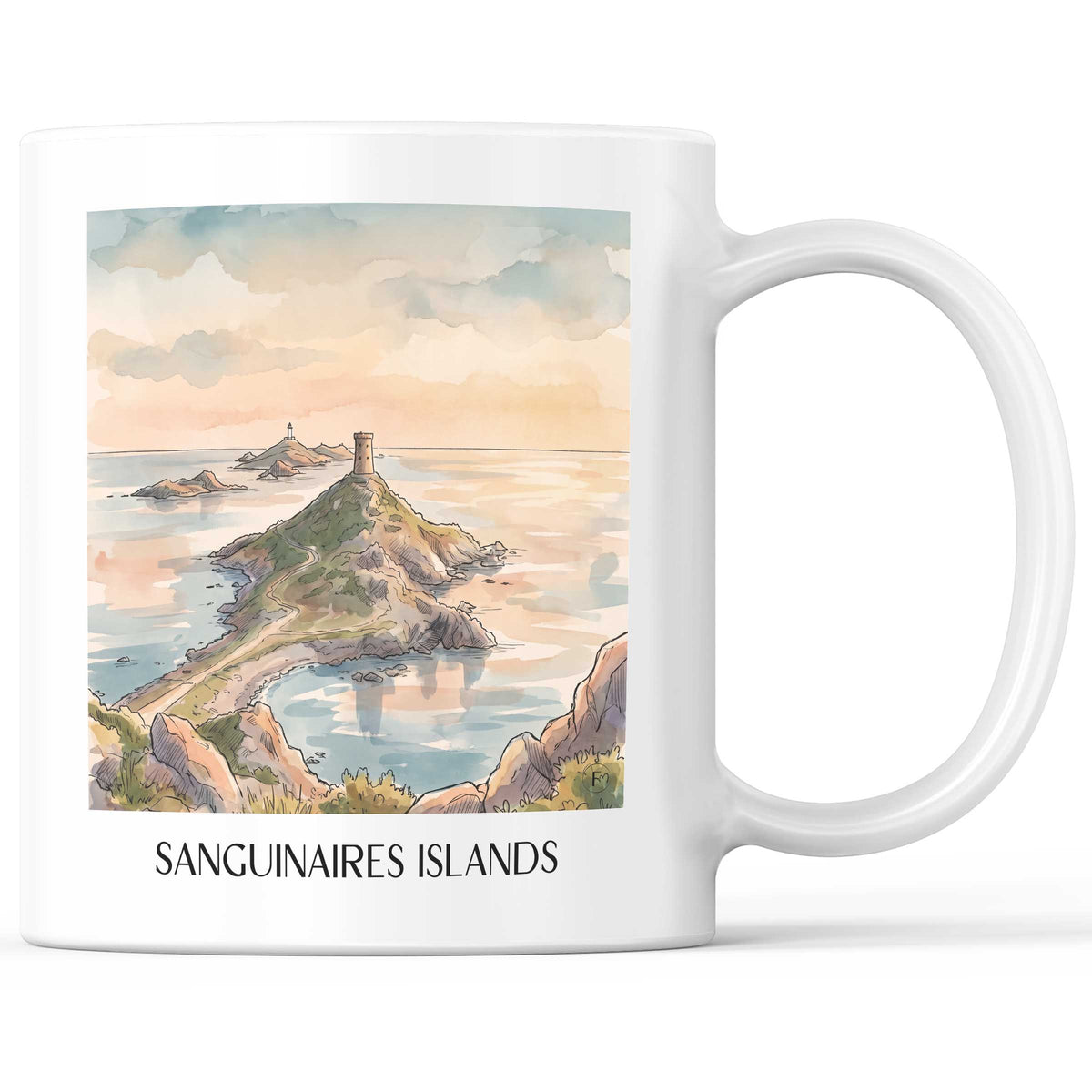 Îles Sanguinaires Kaffeebecher - Ajaccio - Frankreich Becher - Kaffeetasse im Aquarell Stil - favplace