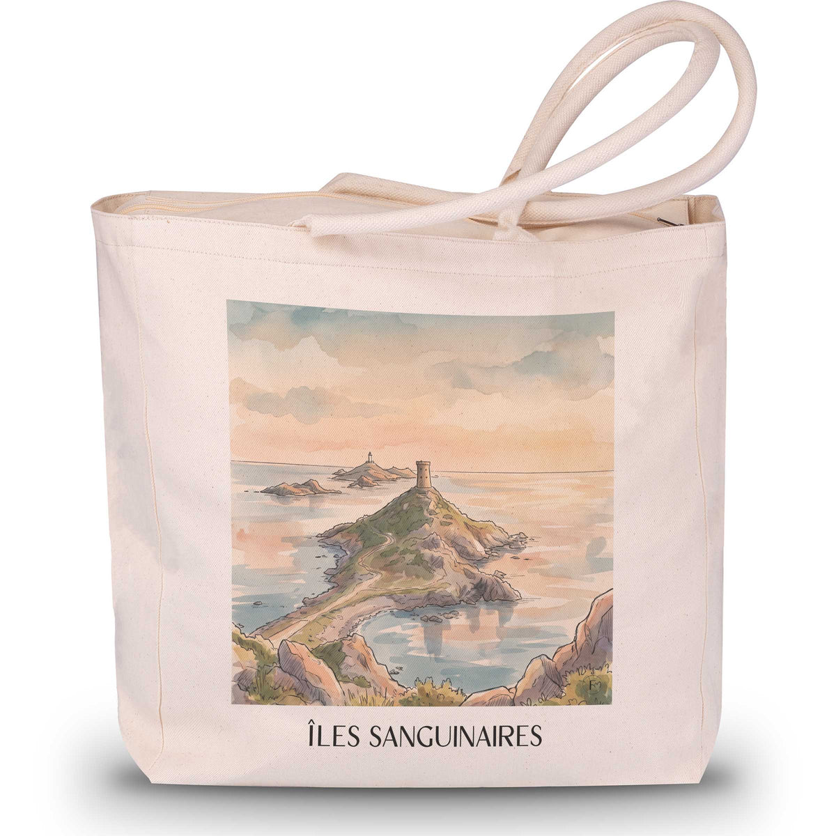îles-sanguinaires-ajaccio-frankreich-einkaufstasche-aquarell