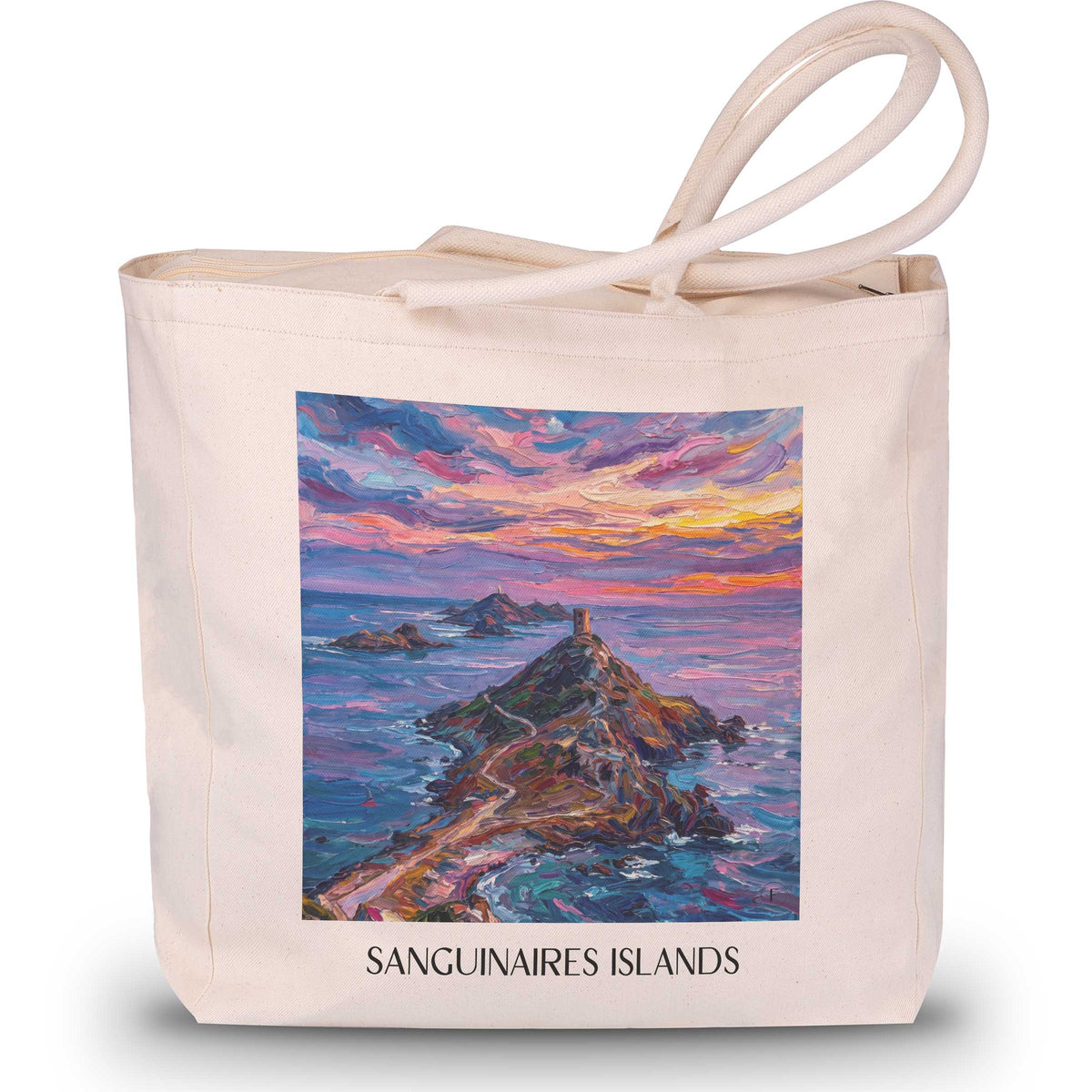 Îles Sanguinaires Shopping Tasche - Ajaccio - Frankreich Tote Bag - Einkaufstasche im Ölgemälde Stil - favplace