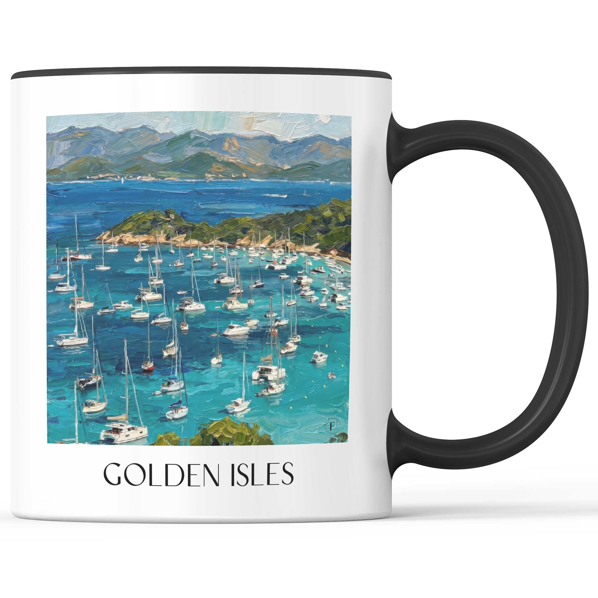 Îles d'Or Kaffeebecher - Hyères - Frankreich Becher - Kaffeetasse im Ölgemälde Stil - favplace
