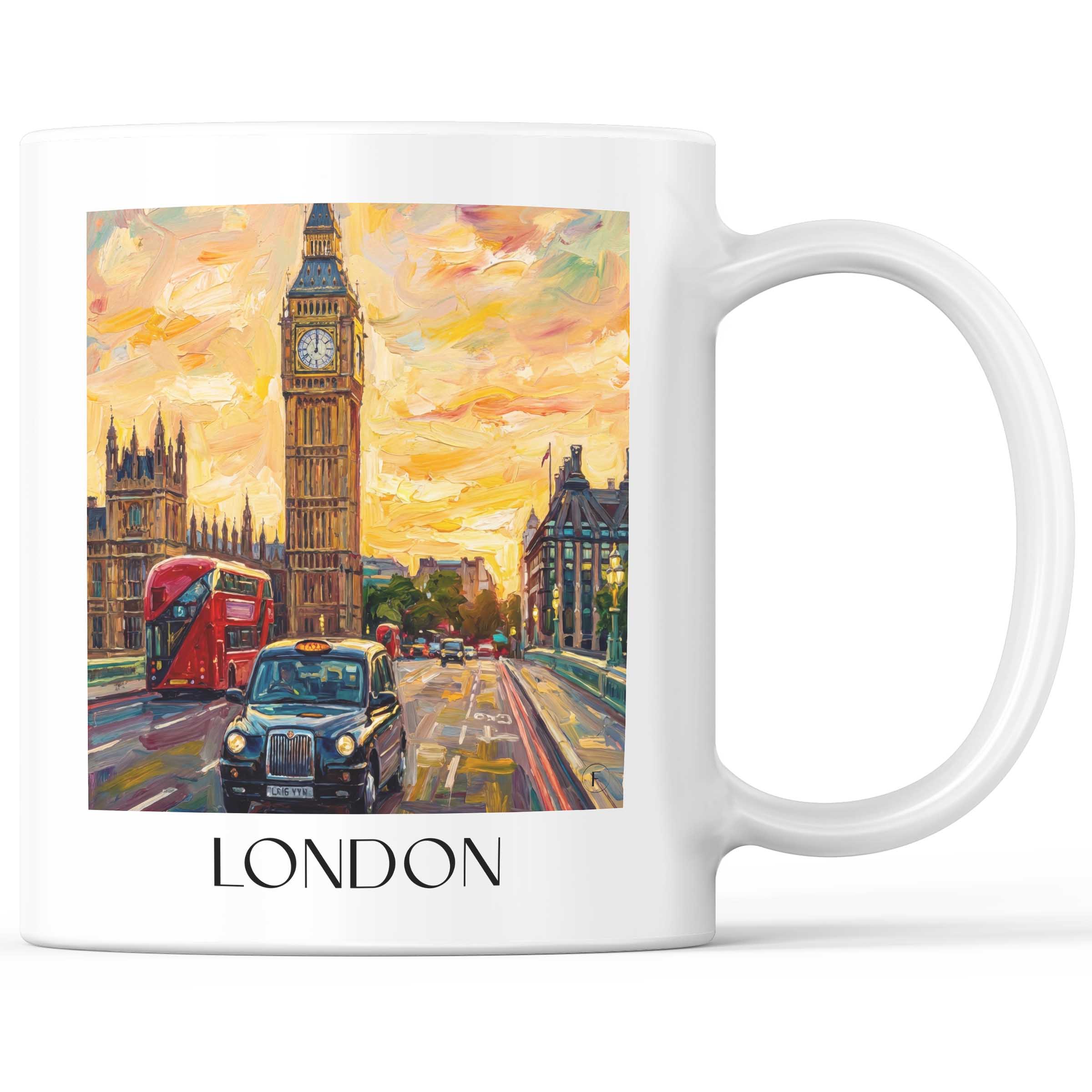London - England Becher - Kaffeetasse im Ölgemälde Stil