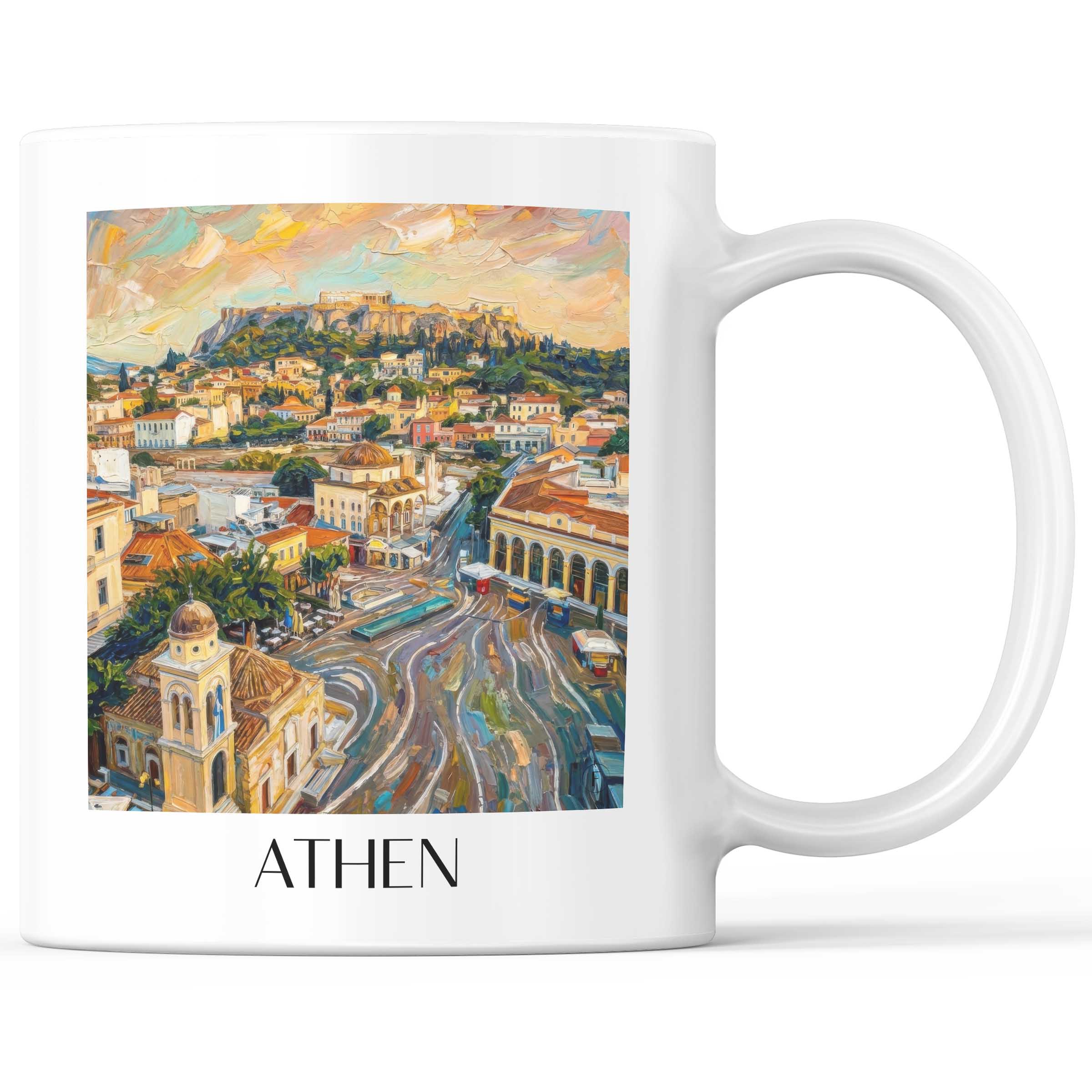 Athen - Griechenland Becher - Kaffeetasse im Ölgemälde Stil