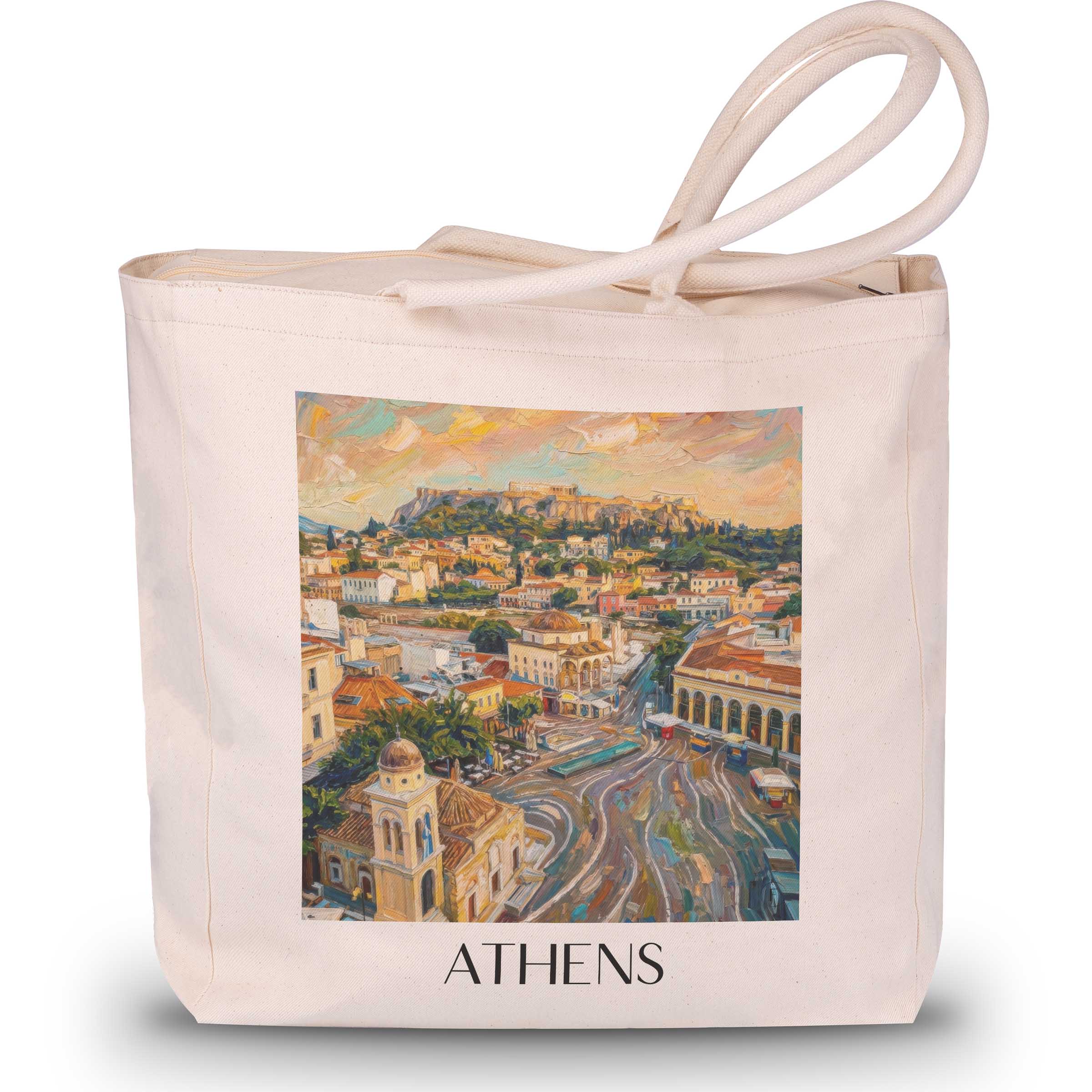 Athen - Griechenland Tote Bag - Einkaufstasche im Ölgemälde Stil