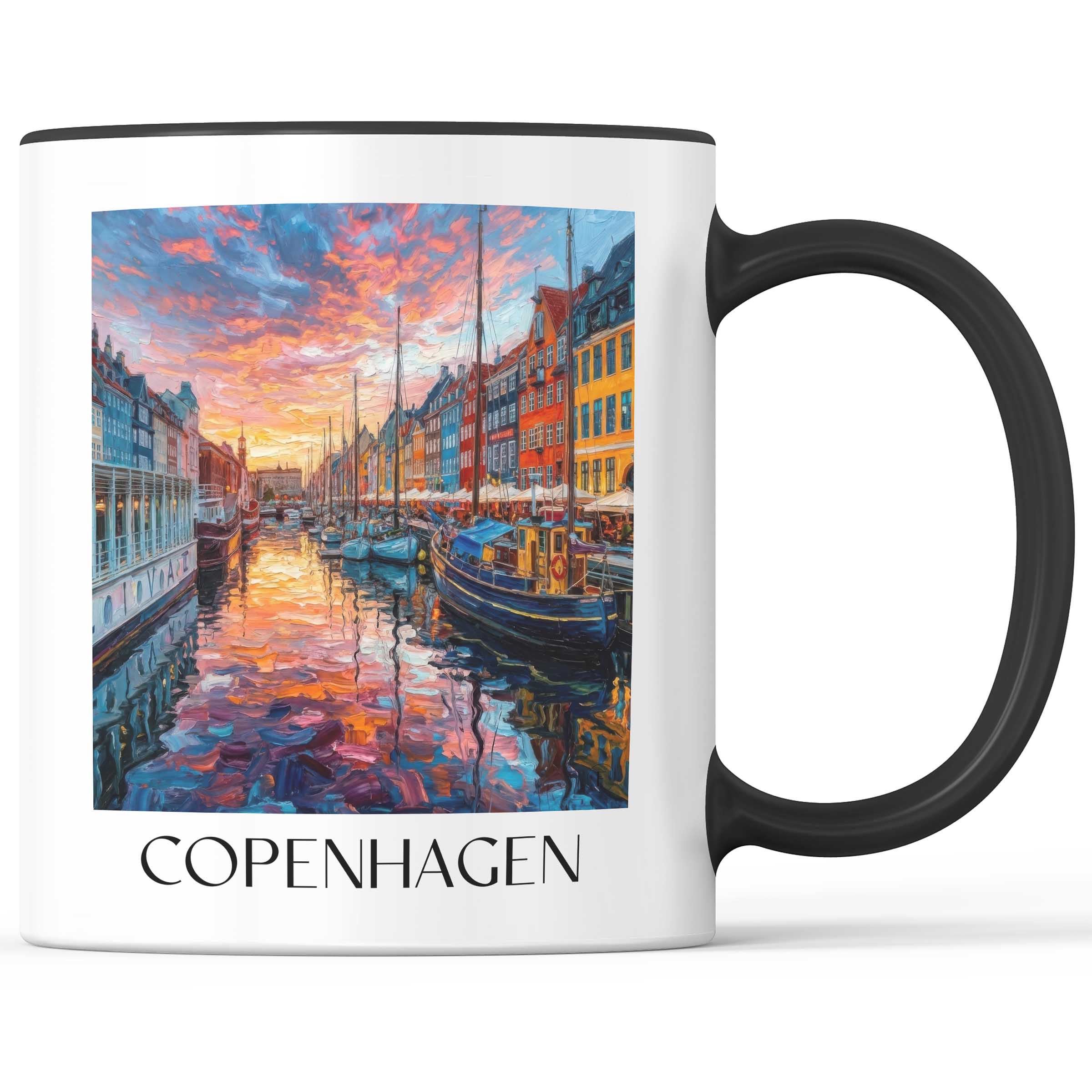 Kopenhagen - Dänemark Becher - Kaffeetasse im Ölgemälde Stil