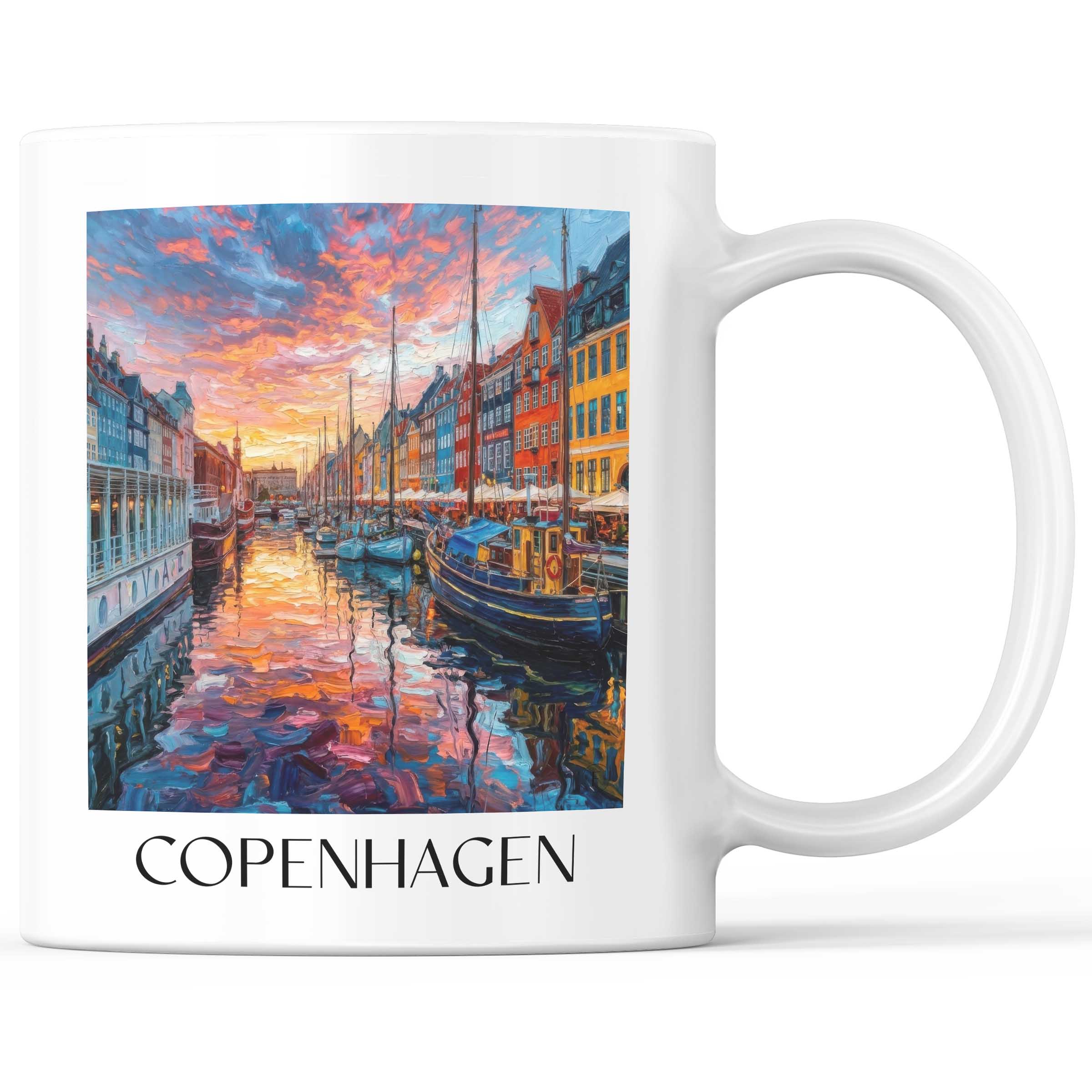 Kopenhagen - Dänemark Becher - Kaffeetasse im Ölgemälde Stil