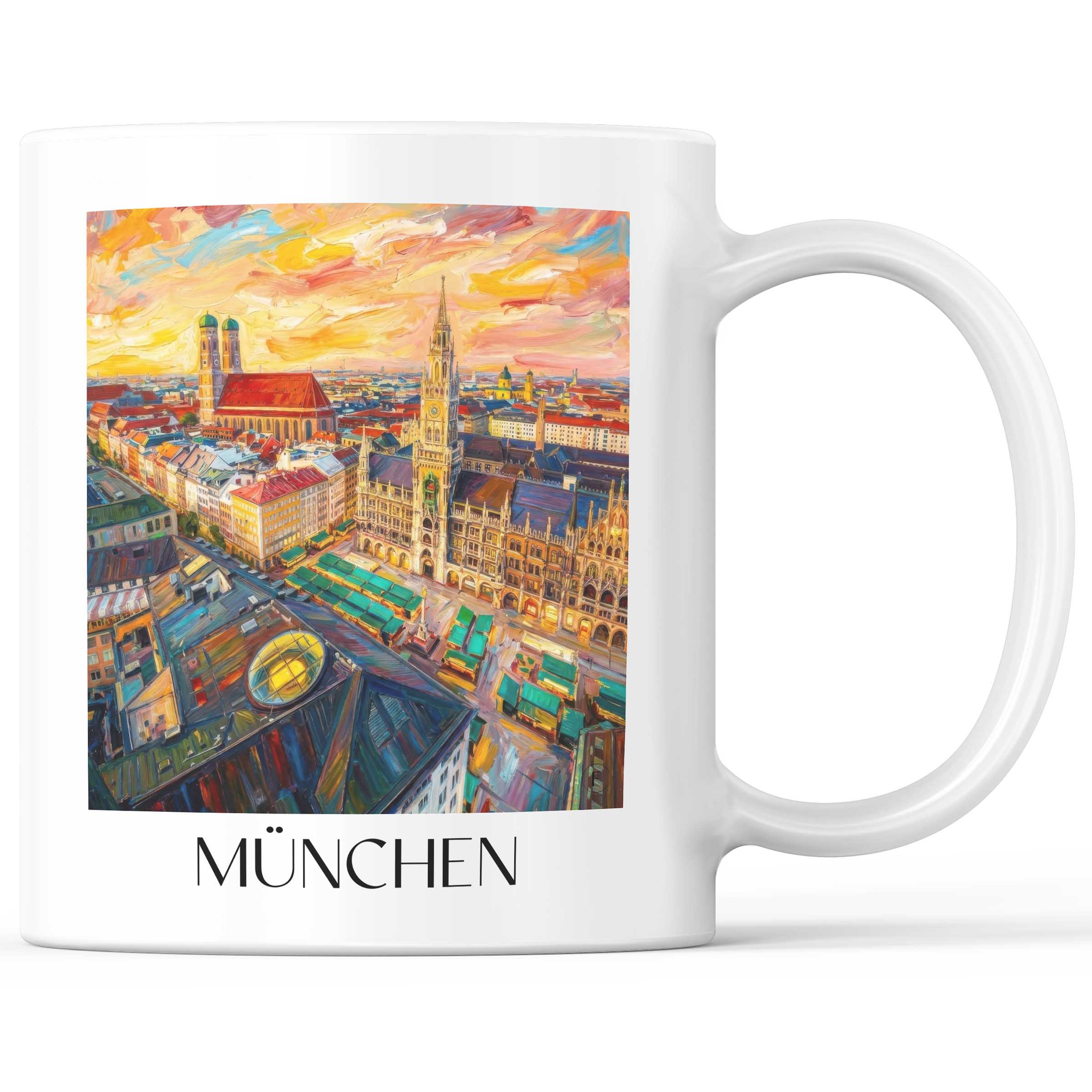 München - Deutschland Becher - Kaffeetasse im Ölgemälde Stil