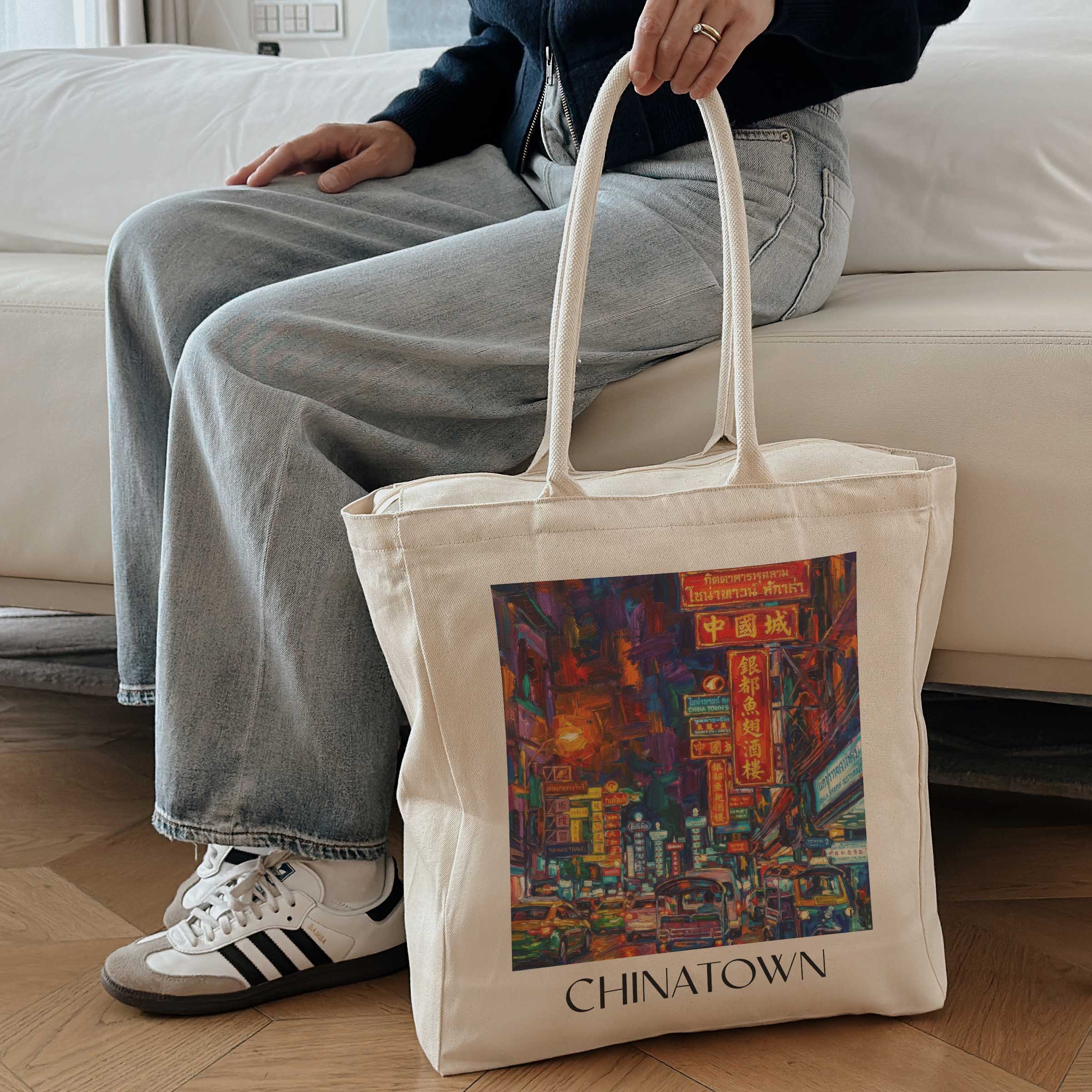 chinatown-bangkok-thailand-einkaufstasche-oil-painting-oelgemaelde