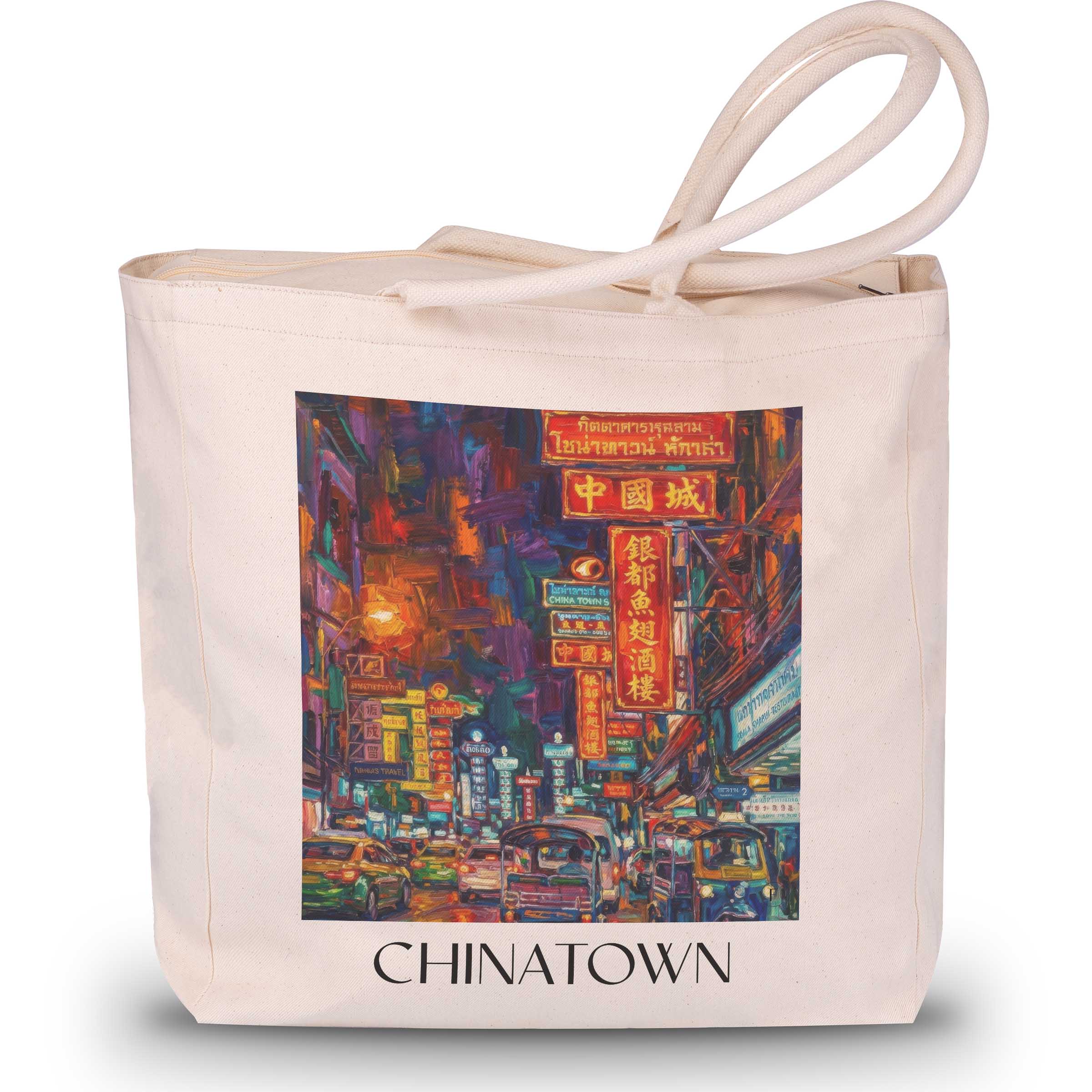 Chinatown Shopping Tasche - Bangkok - Thailand Tote Bag - Einkaufstasche im Ölgemälde Stil