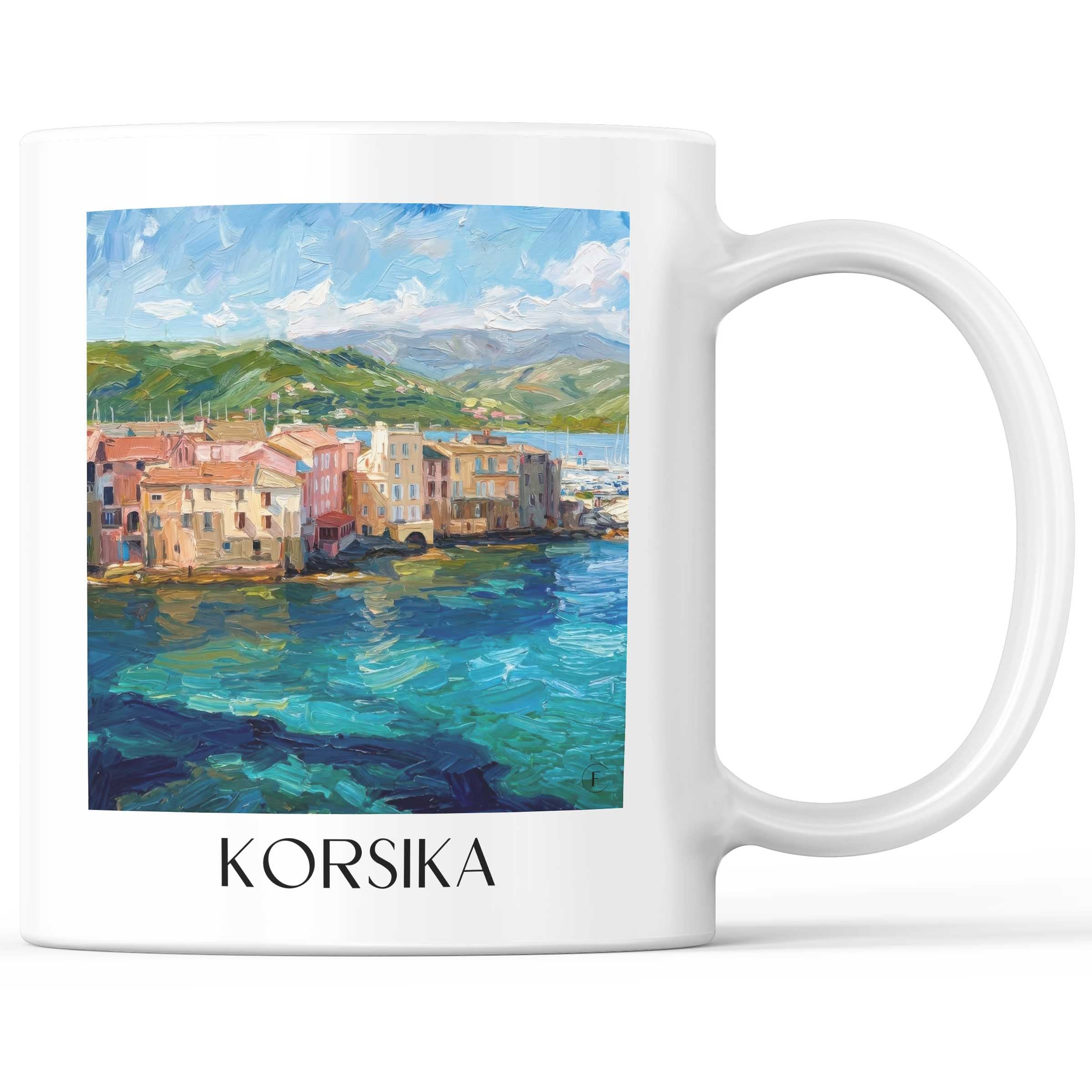 Korsika - Frankreich Becher - Kaffeetasse im Ölgemälde Stil