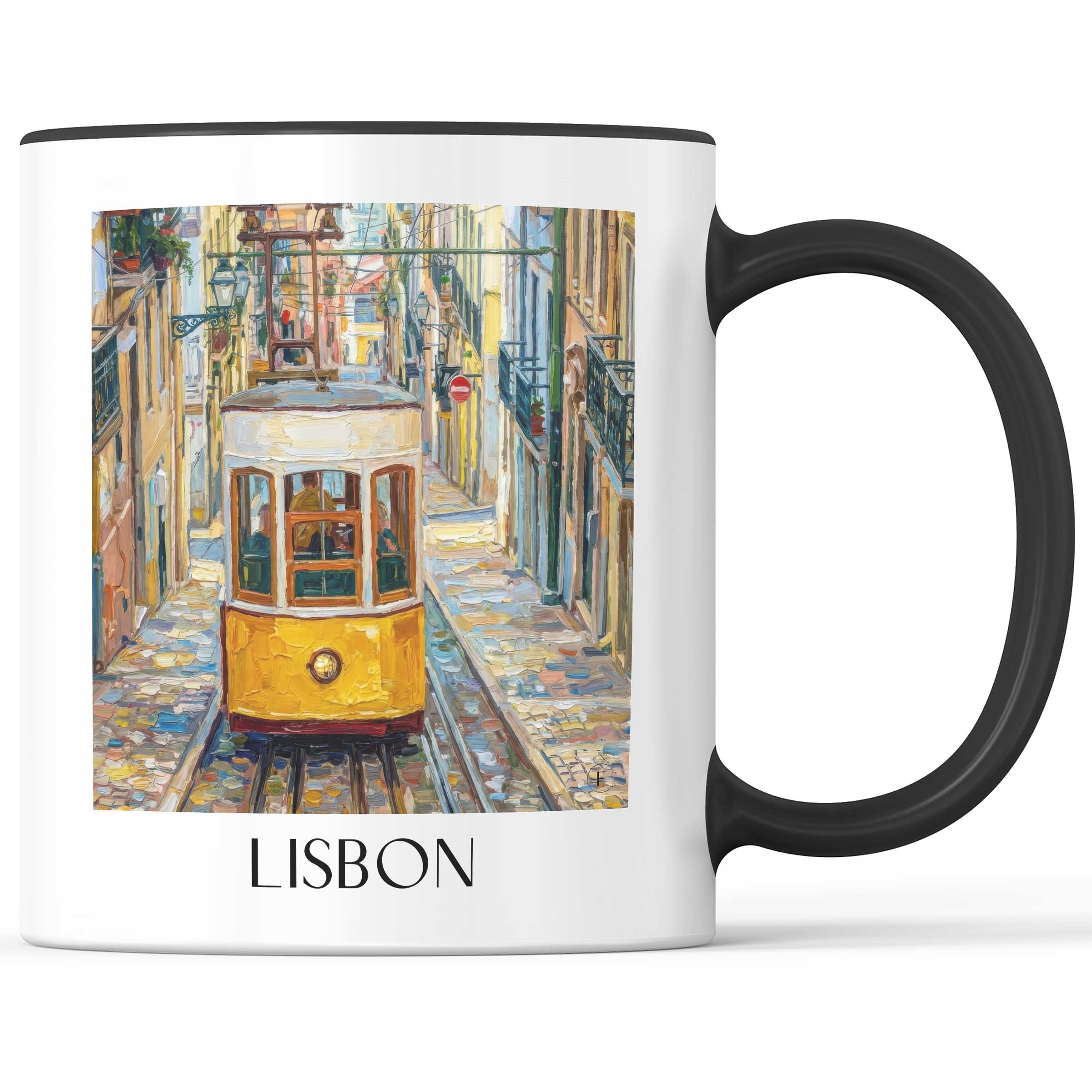 Lissabon - Portugal Becher - Kaffeetasse im Ölgemälde Stil