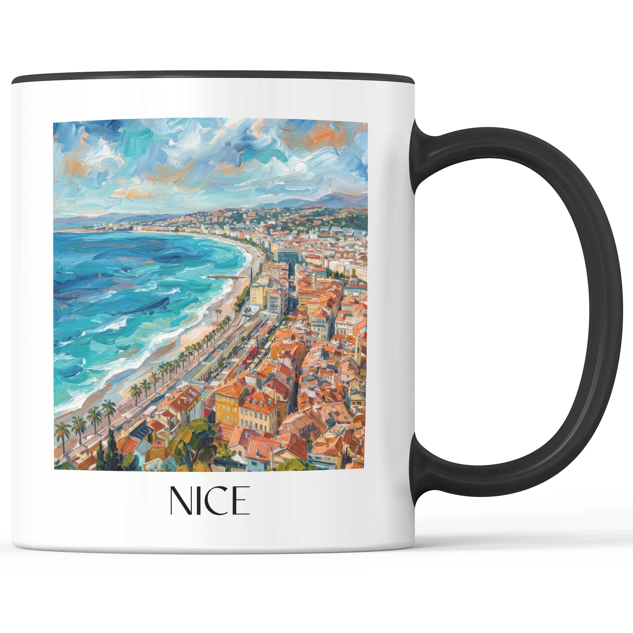 Nizza - Frankreich Becher - Kaffeetasse im Ölgemälde Stil