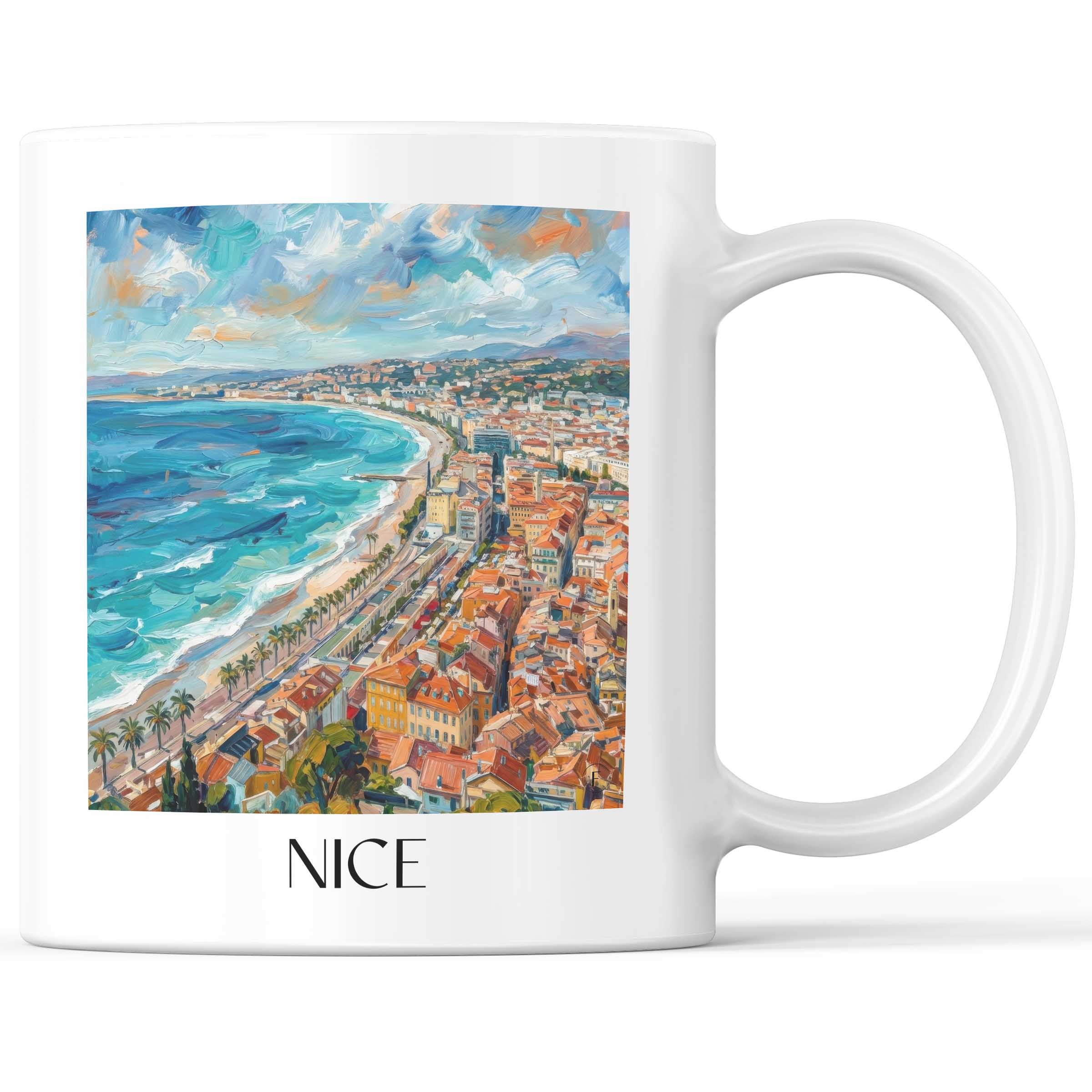 Nizza - Frankreich Becher - Kaffeetasse im Ölgemälde Stil