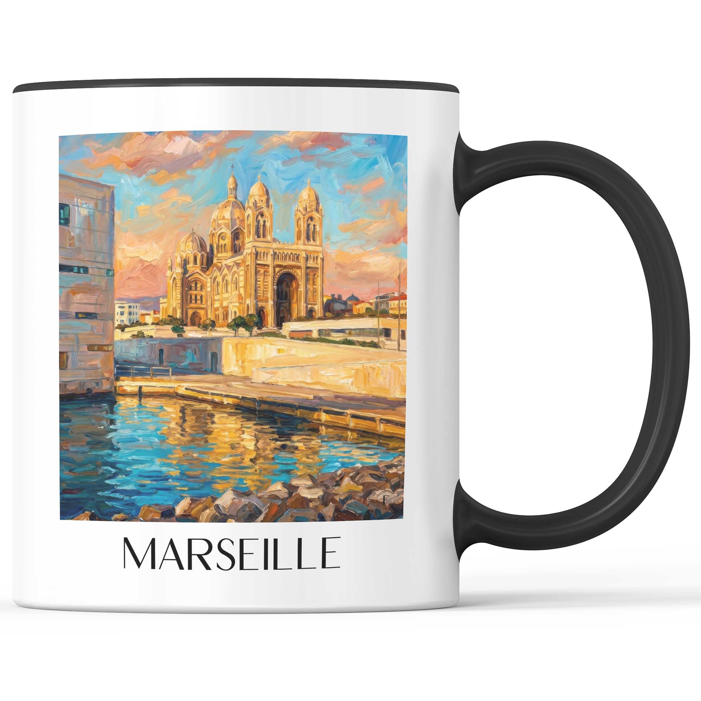 Marseille - Frankreich Becher - Kaffeetasse im Ölgemälde Stil