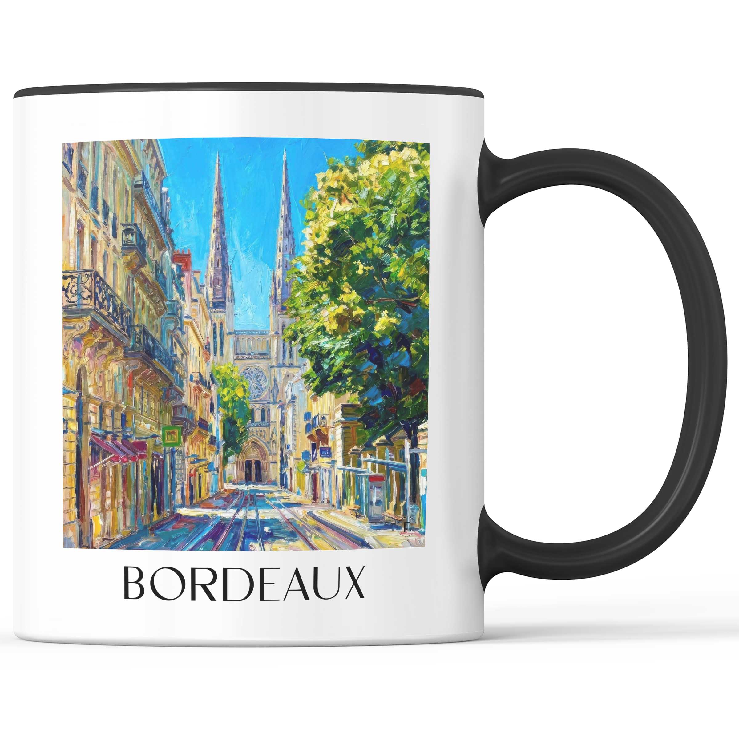Bordeaux - Frankreich Becher - Kaffeetasse im Ölgemälde Stil