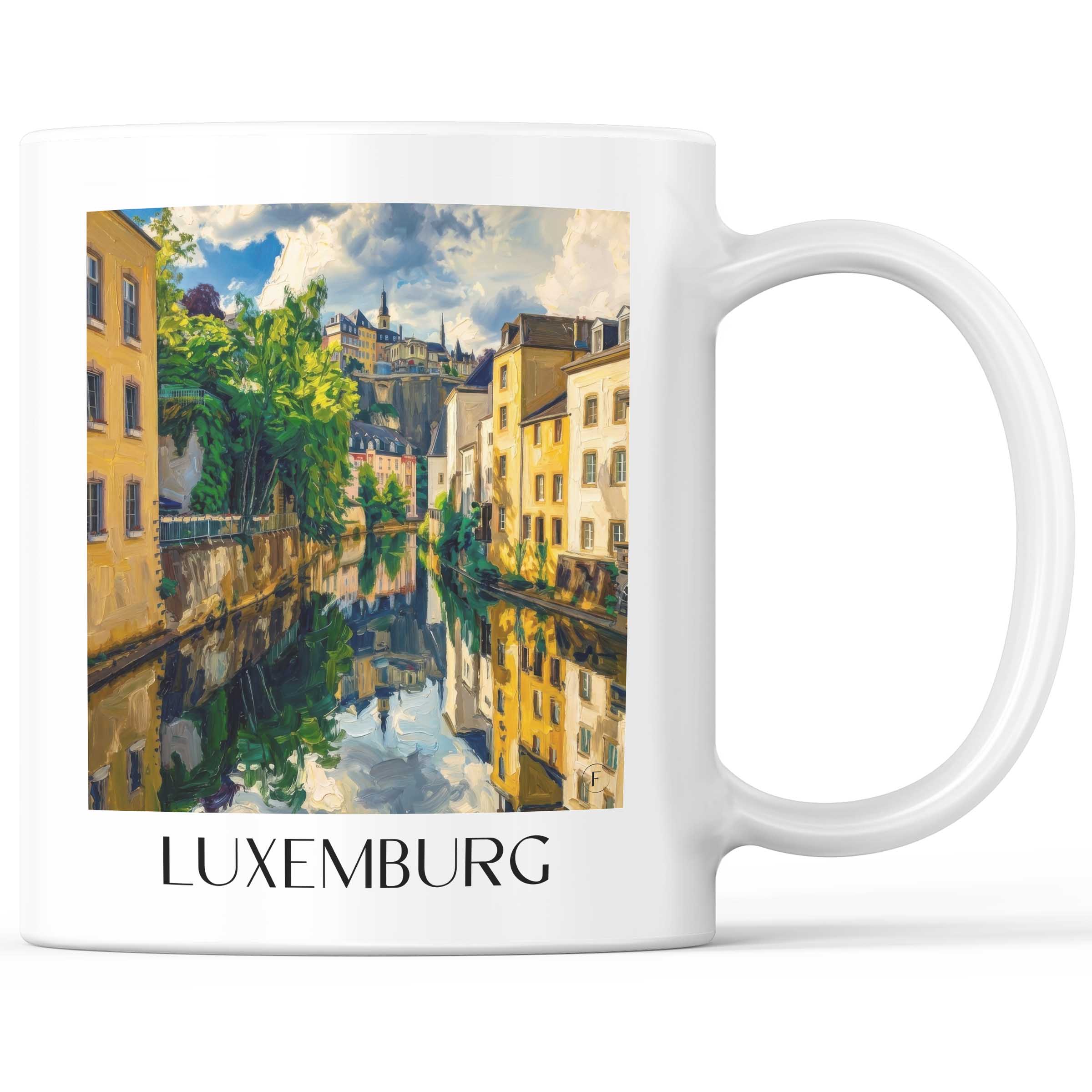 Luxemburg - Luxemburg Becher - Kaffeetasse im Ölgemälde Stil