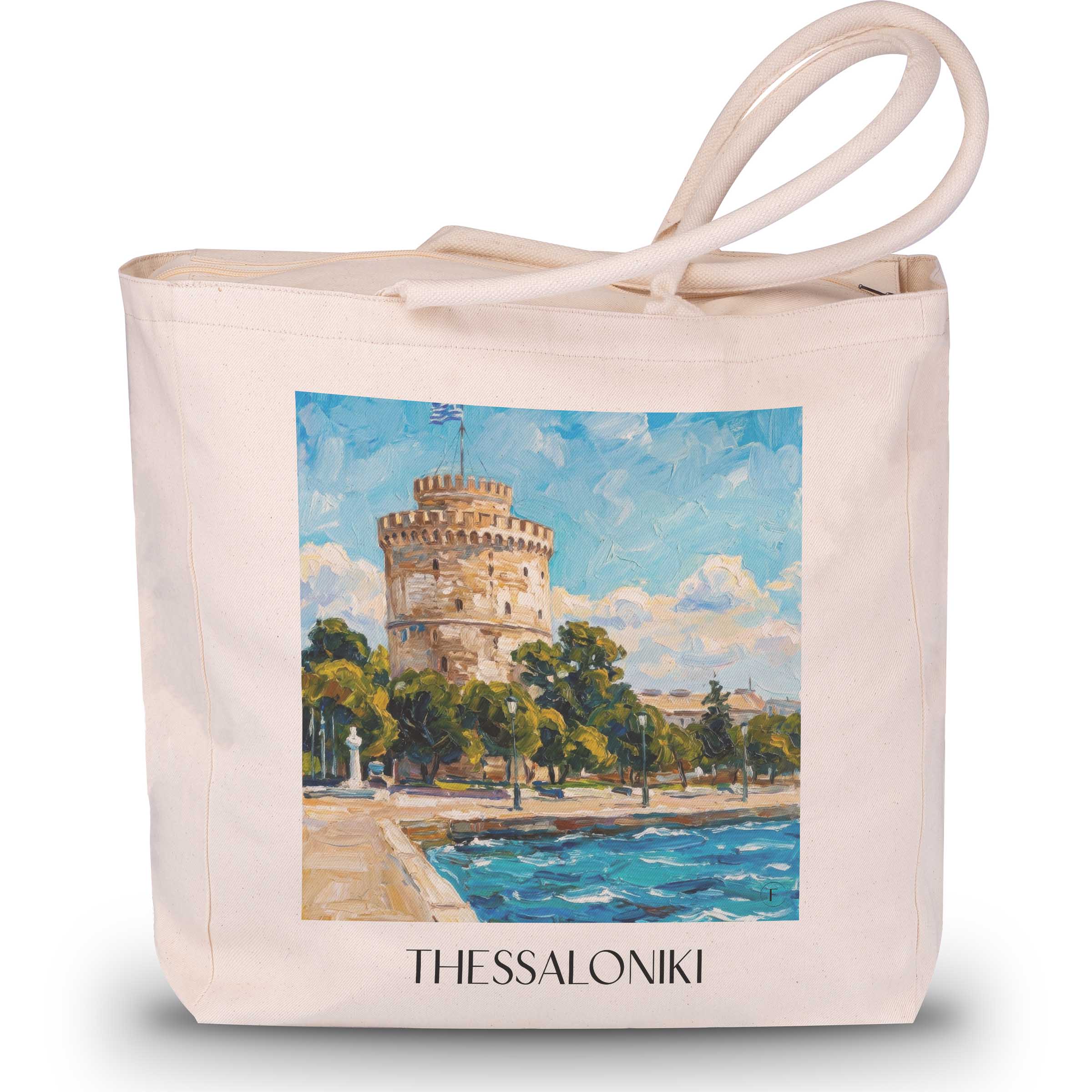 Thessaloniki - Griechenland Tote Bag - Einkaufstasche im Ölgemälde Stil