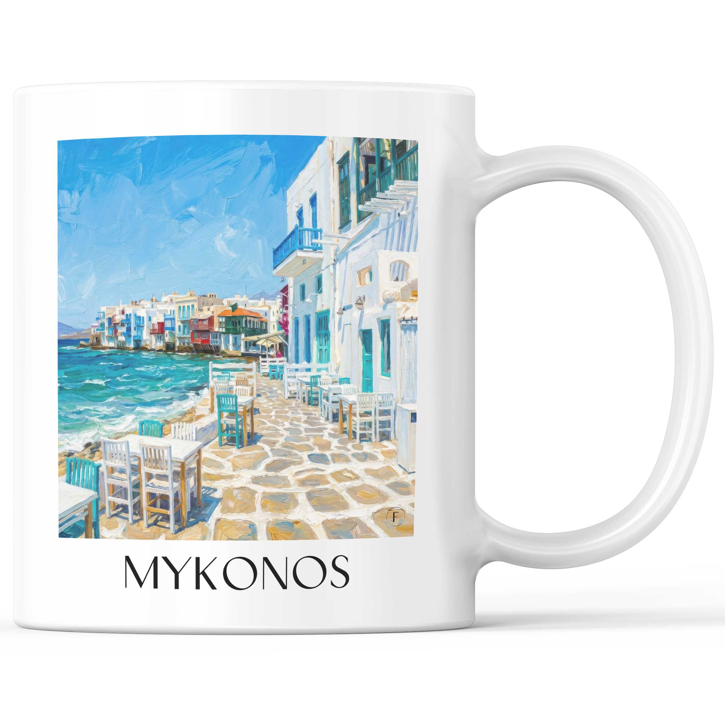 Mykonos - Griechenland Becher - Kaffeetasse im Ölgemälde Stil