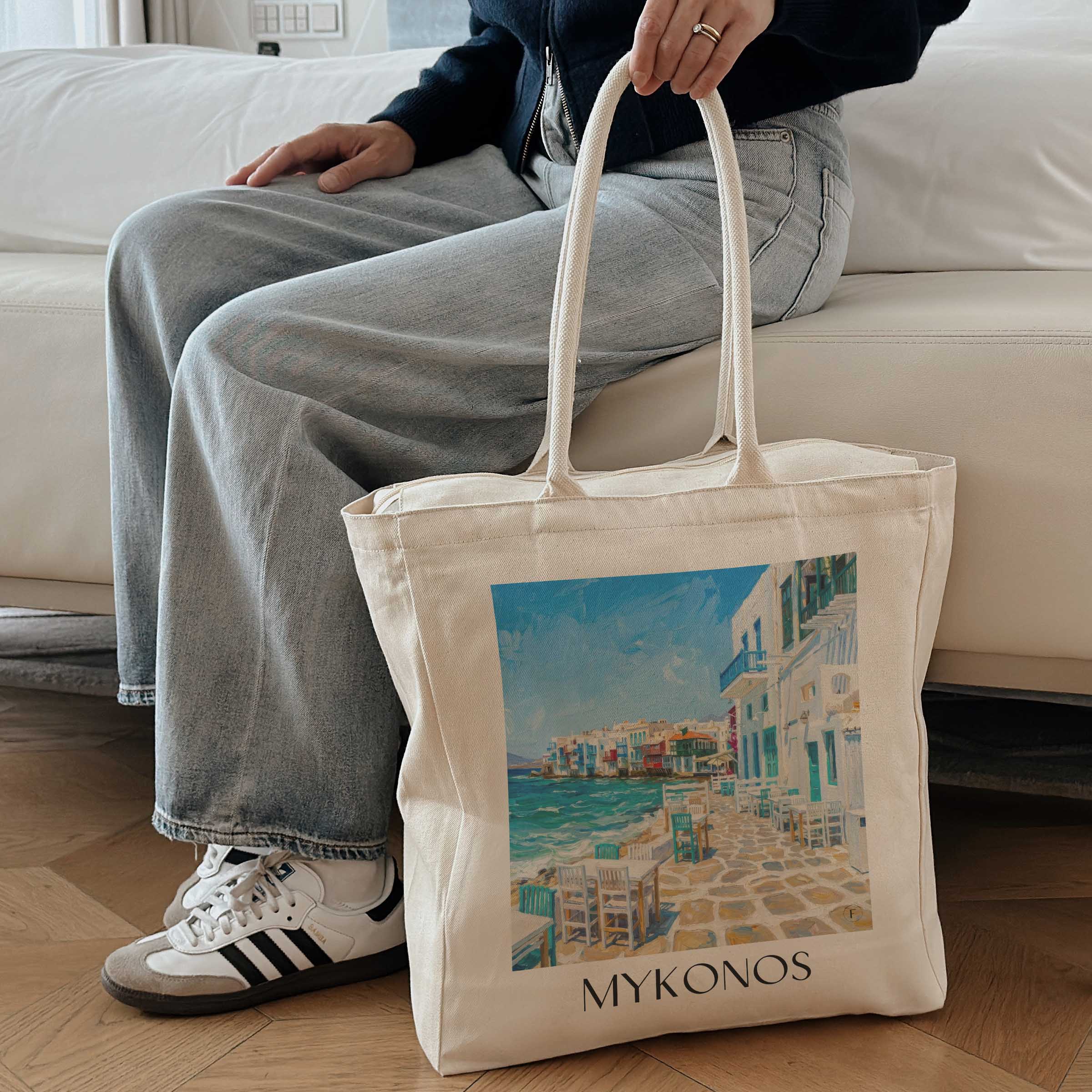 mykonos-griechenland-einkaufstasche-oil-painting-oelgemaelde