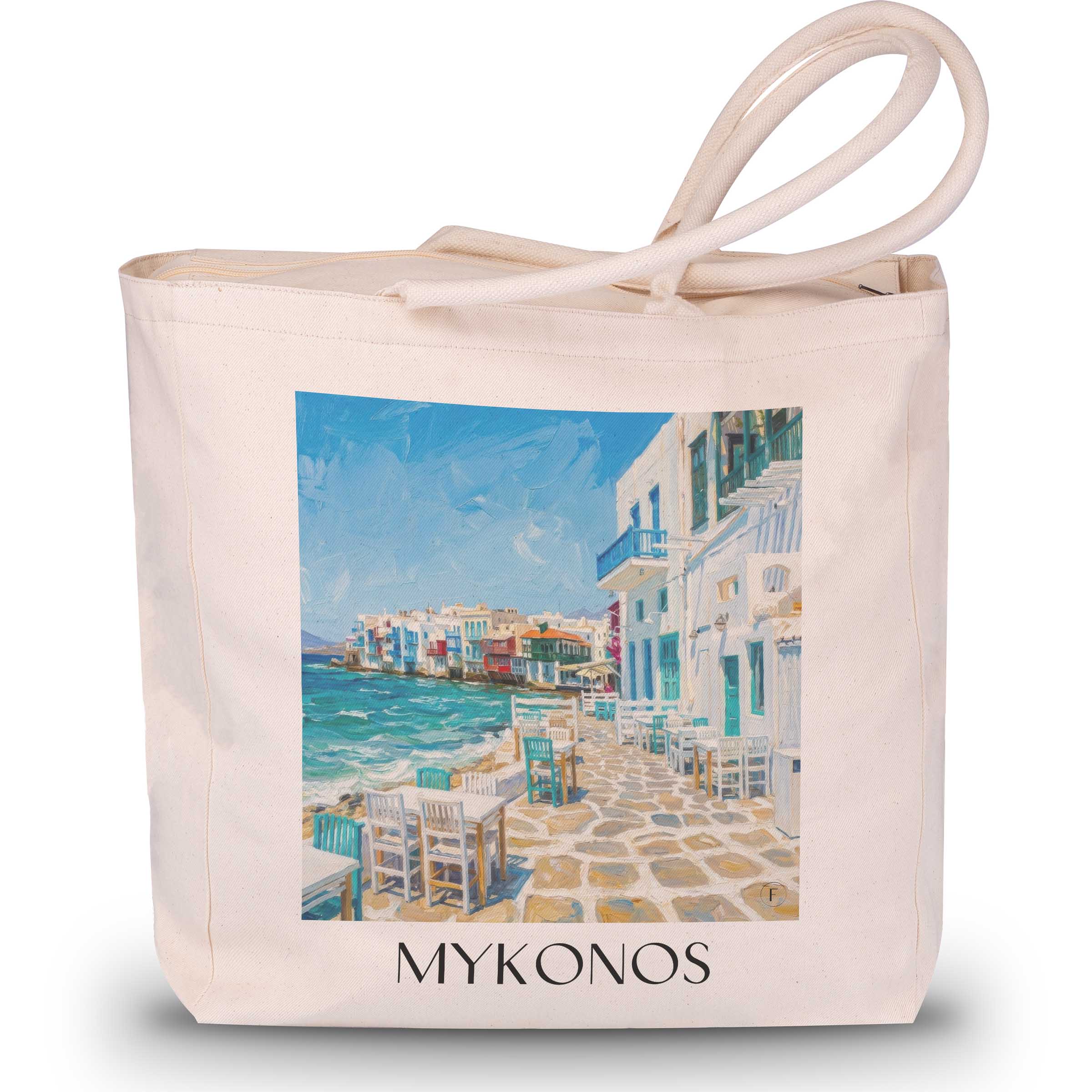 Mykonos - Griechenland Tote Bag - Einkaufstasche im Ölgemälde Stil