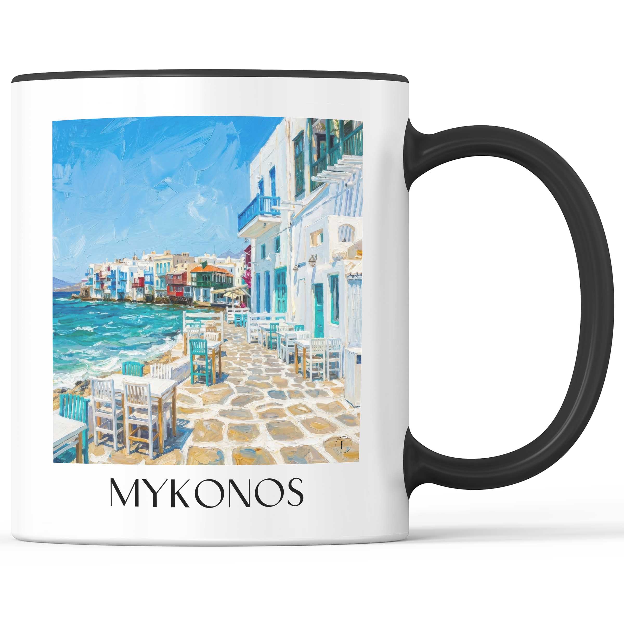 Mykonos - Griechenland Becher - Kaffeetasse im Ölgemälde Stil