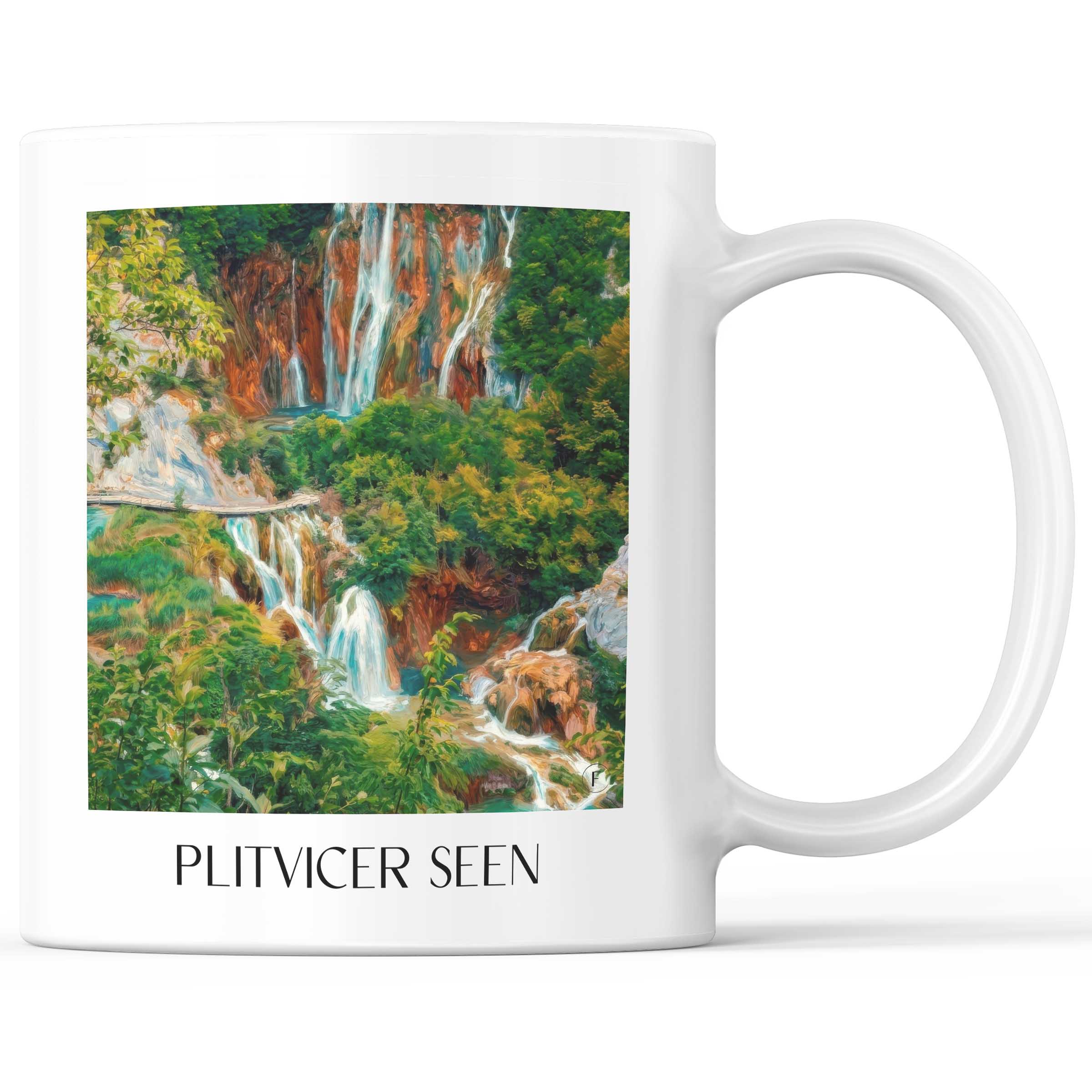 Plitvicer Seen - Kroatien Becher - Kaffeetasse im Ölgemälde Stil