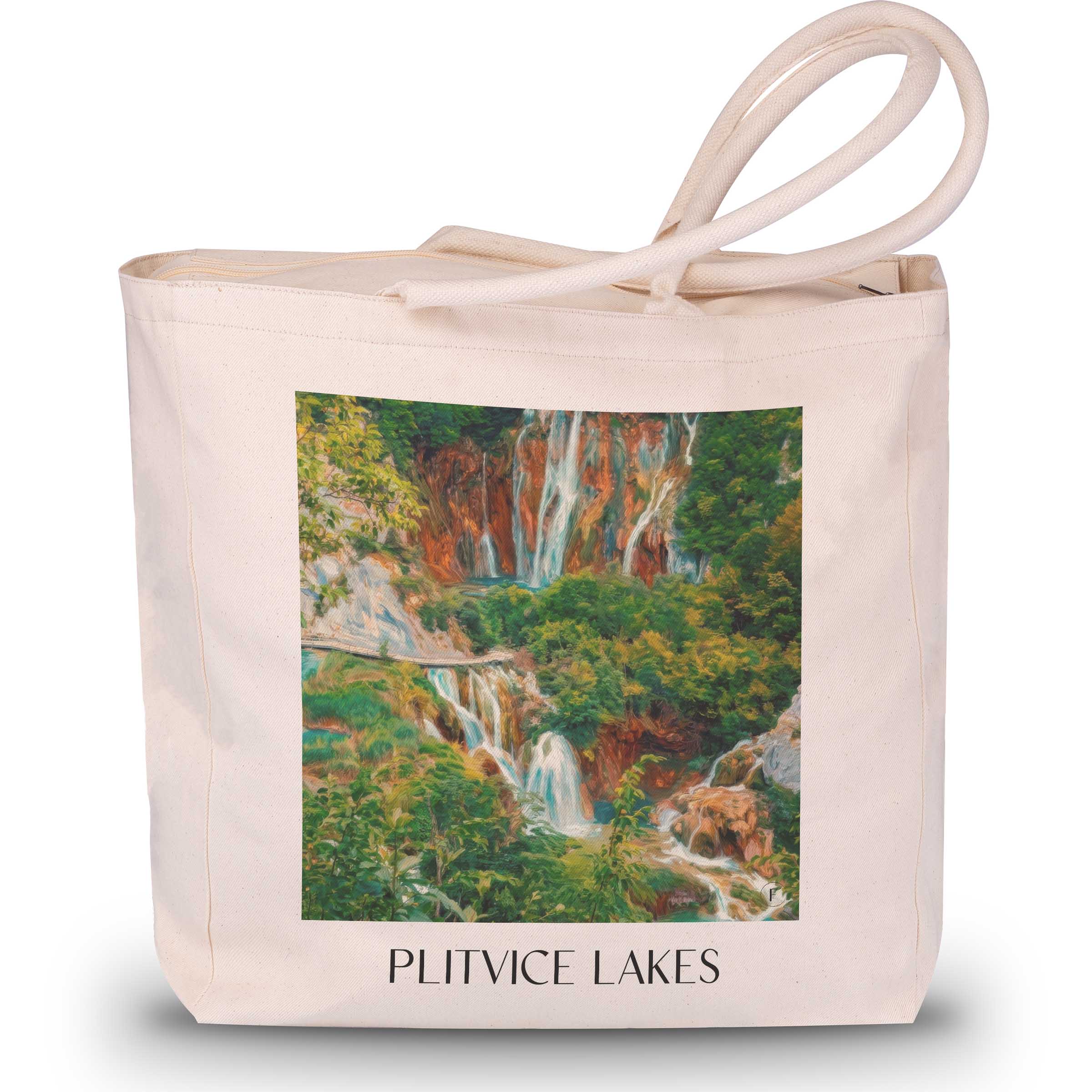 Plitvicer Seen - Kroatien Tote Bag - Einkaufstasche im Ölgemälde Stil