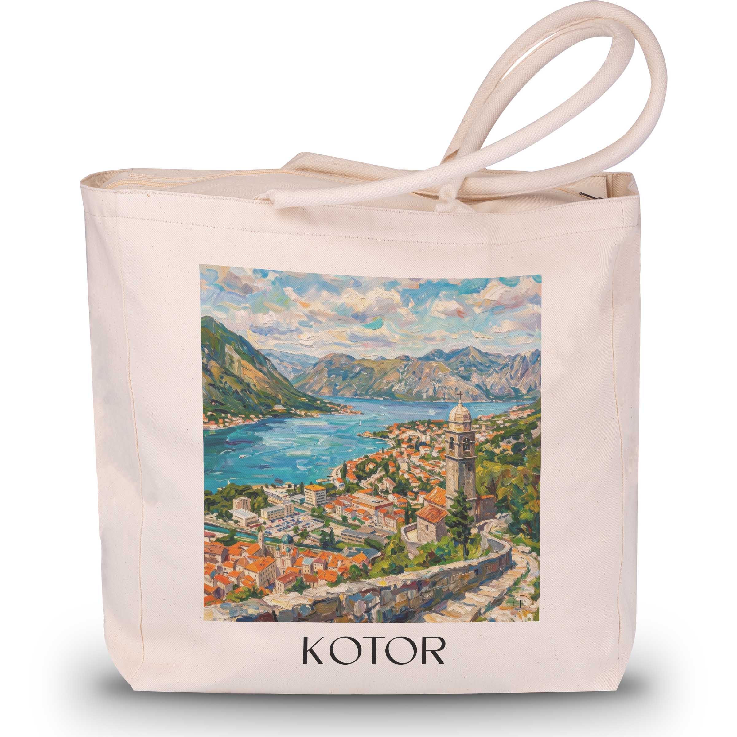 kotor-montenegro-einkaufstasche-oil-painting-oelgemaelde
