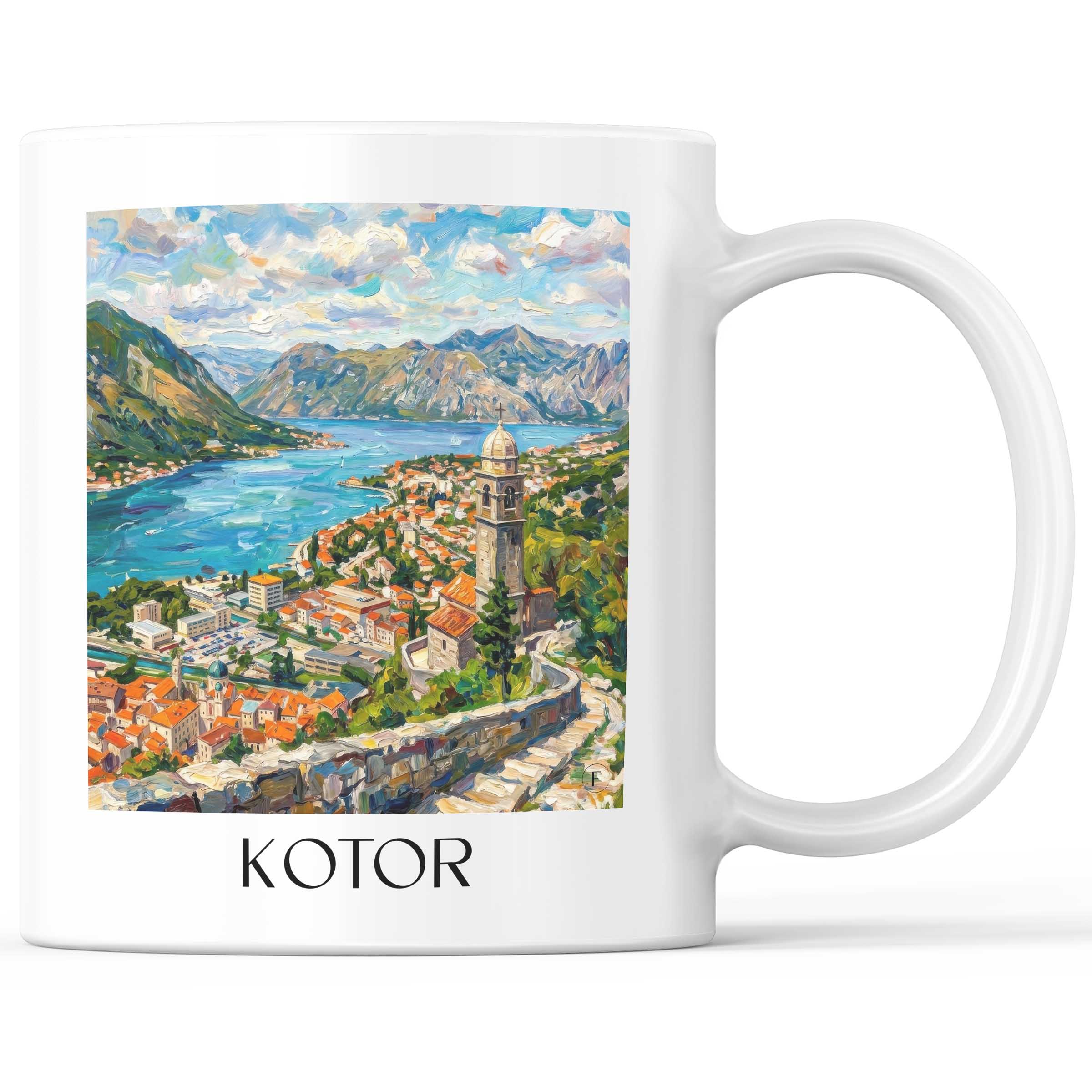 Kotor - Montenegro Becher - Kaffeetasse im Ölgemälde Stil