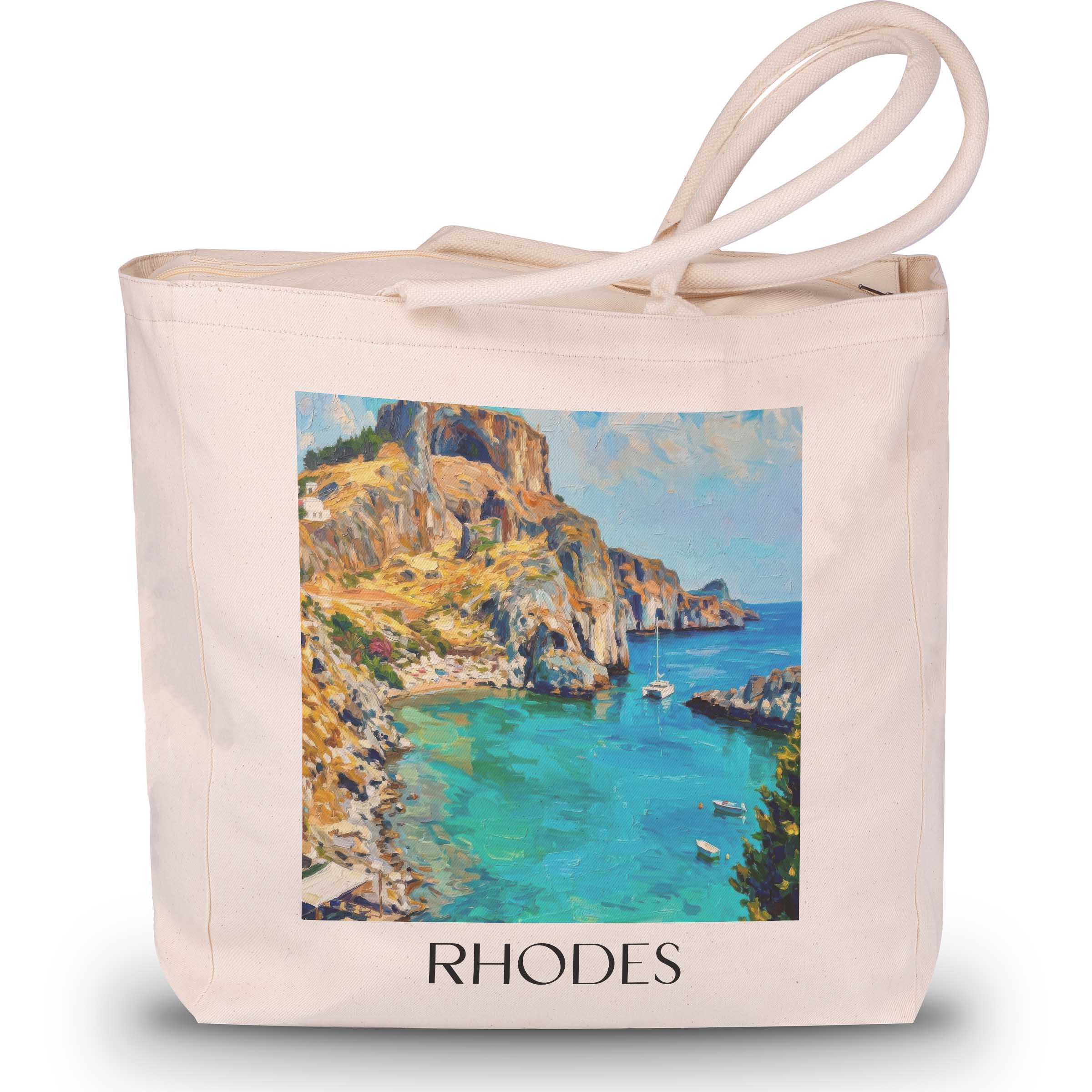 Rhodos - Griechenland Tote Bag - Einkaufstasche im Ölgemälde Stil