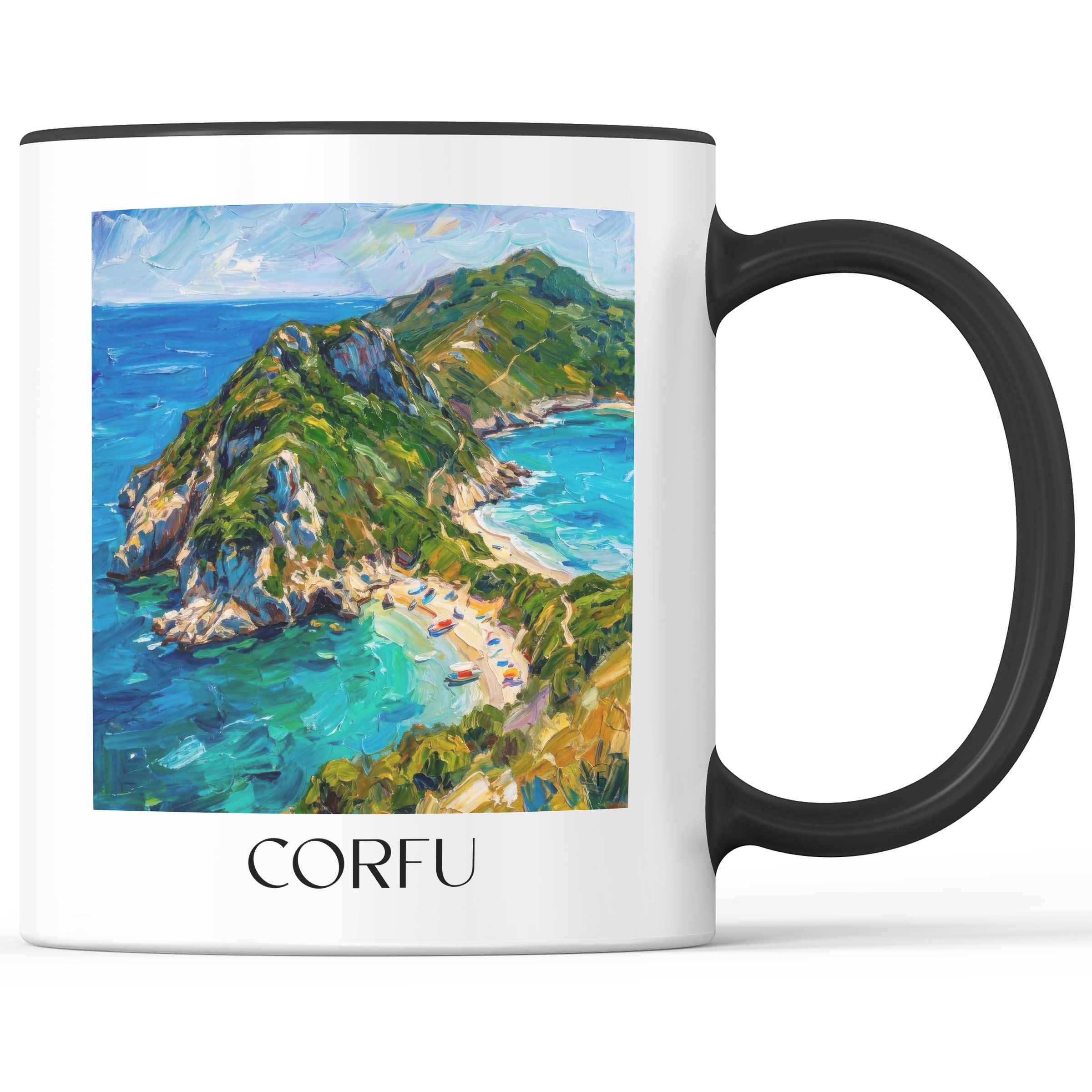 Korfu - Griechenland Becher - Kaffeetasse im Ölgemälde Stil