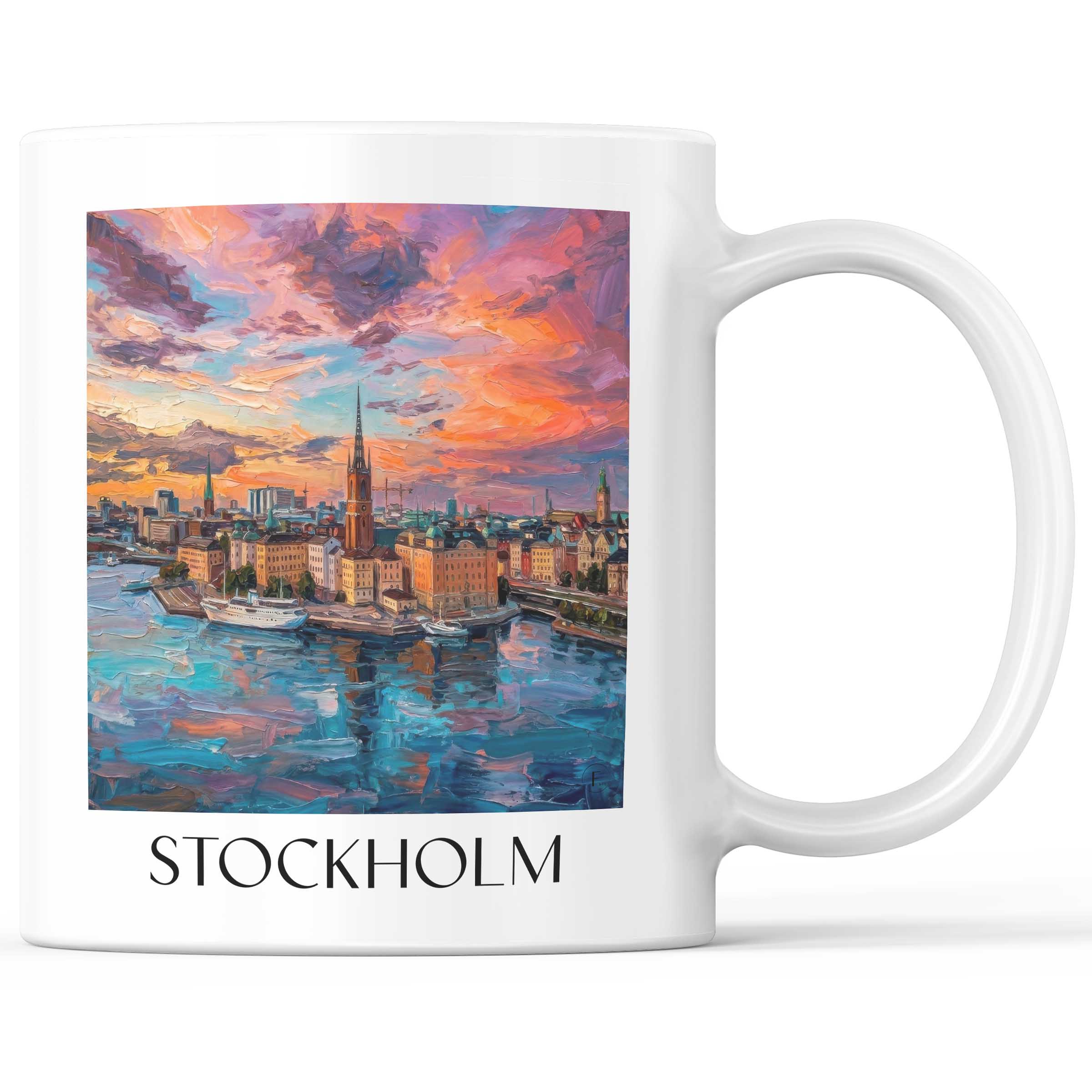Stockholm - Schweden Becher - Kaffeetasse im Ölgemälde Stil