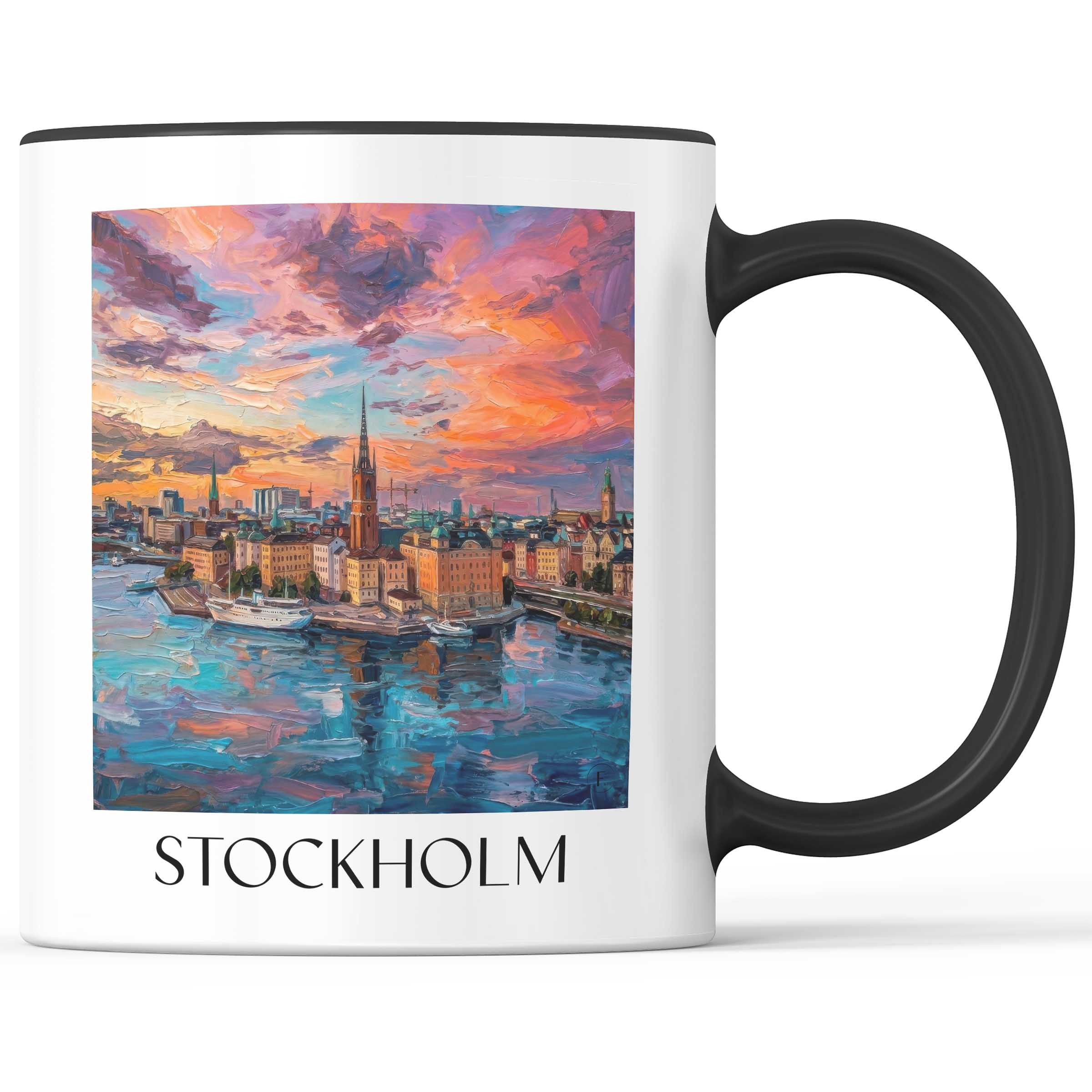 Stockholm - Schweden Becher - Kaffeetasse im Ölgemälde Stil