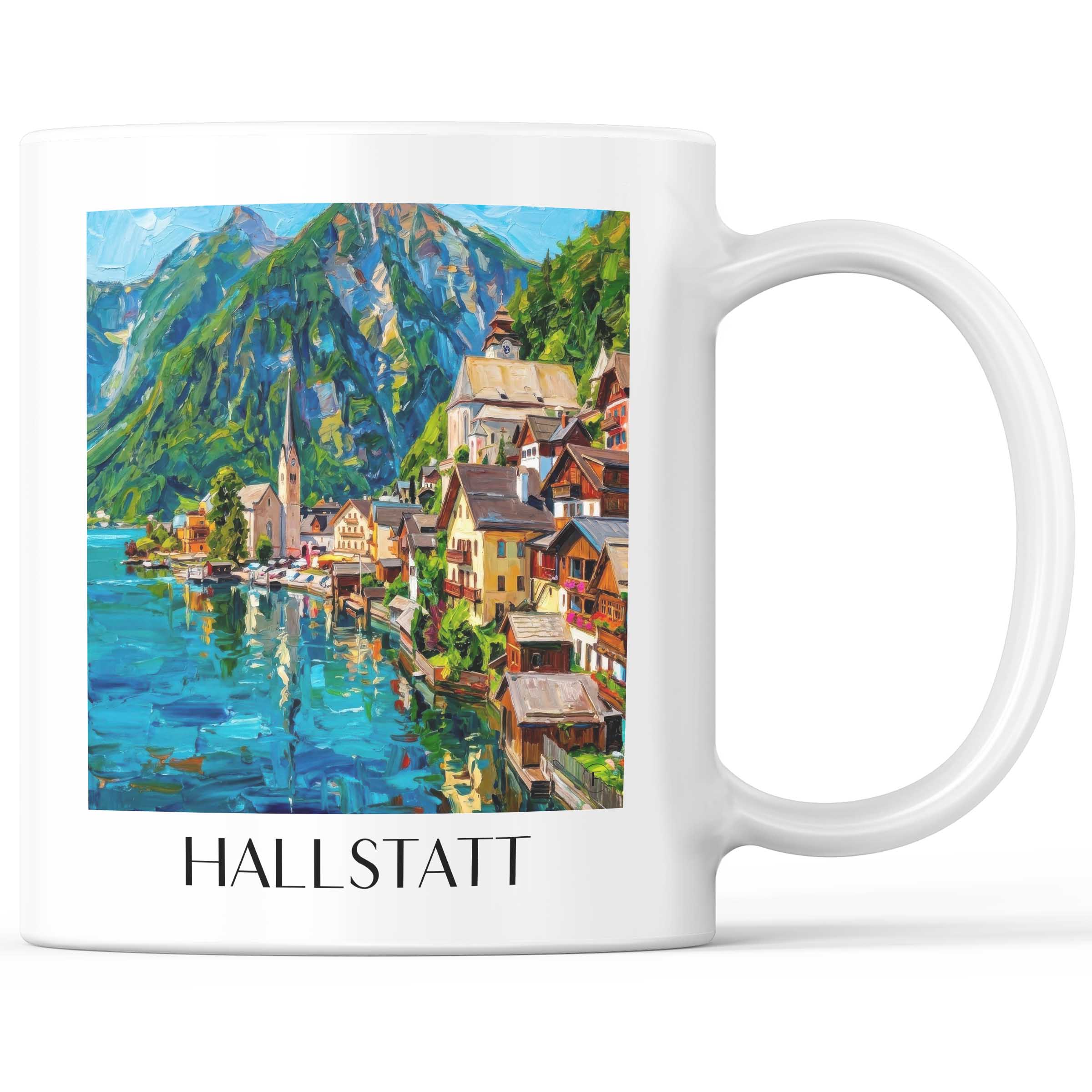 Hallstatt - Österreich Becher - Kaffeetasse im Ölgemälde Stil