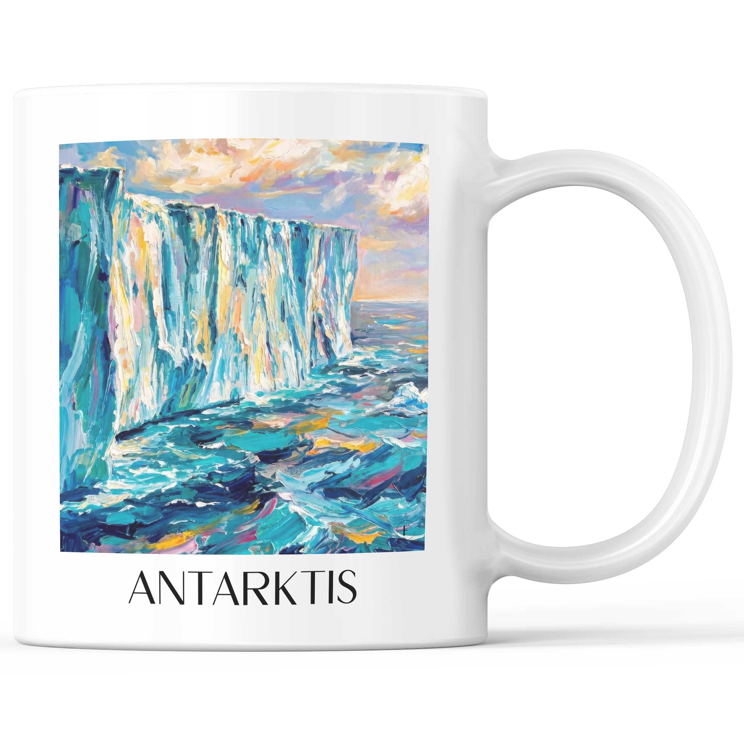 Antarktis - Südpol Becher - Kaffeetasse im Ölgemälde Stil