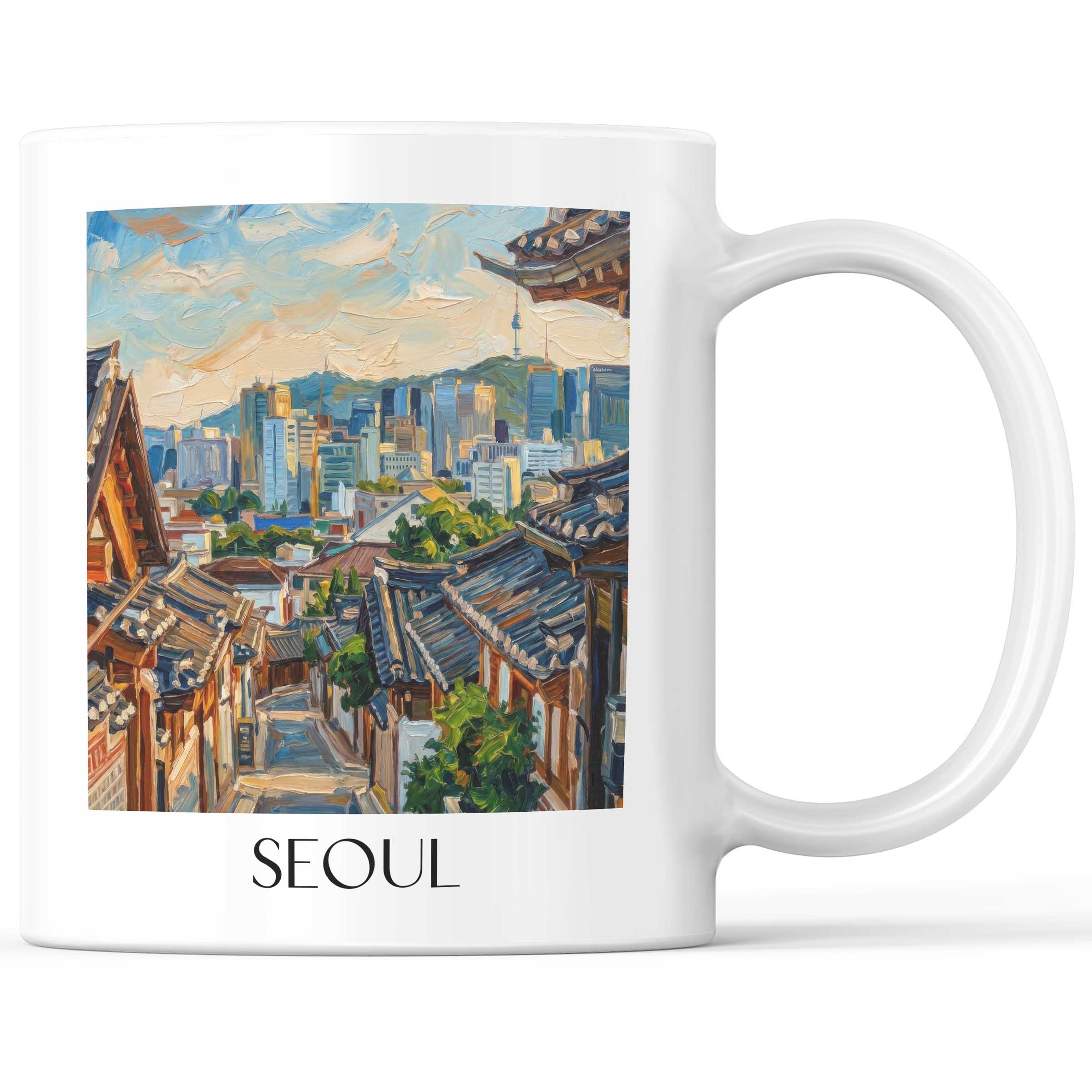 Seoul - Südkorea Becher - Kaffeetasse im Ölgemälde Stil