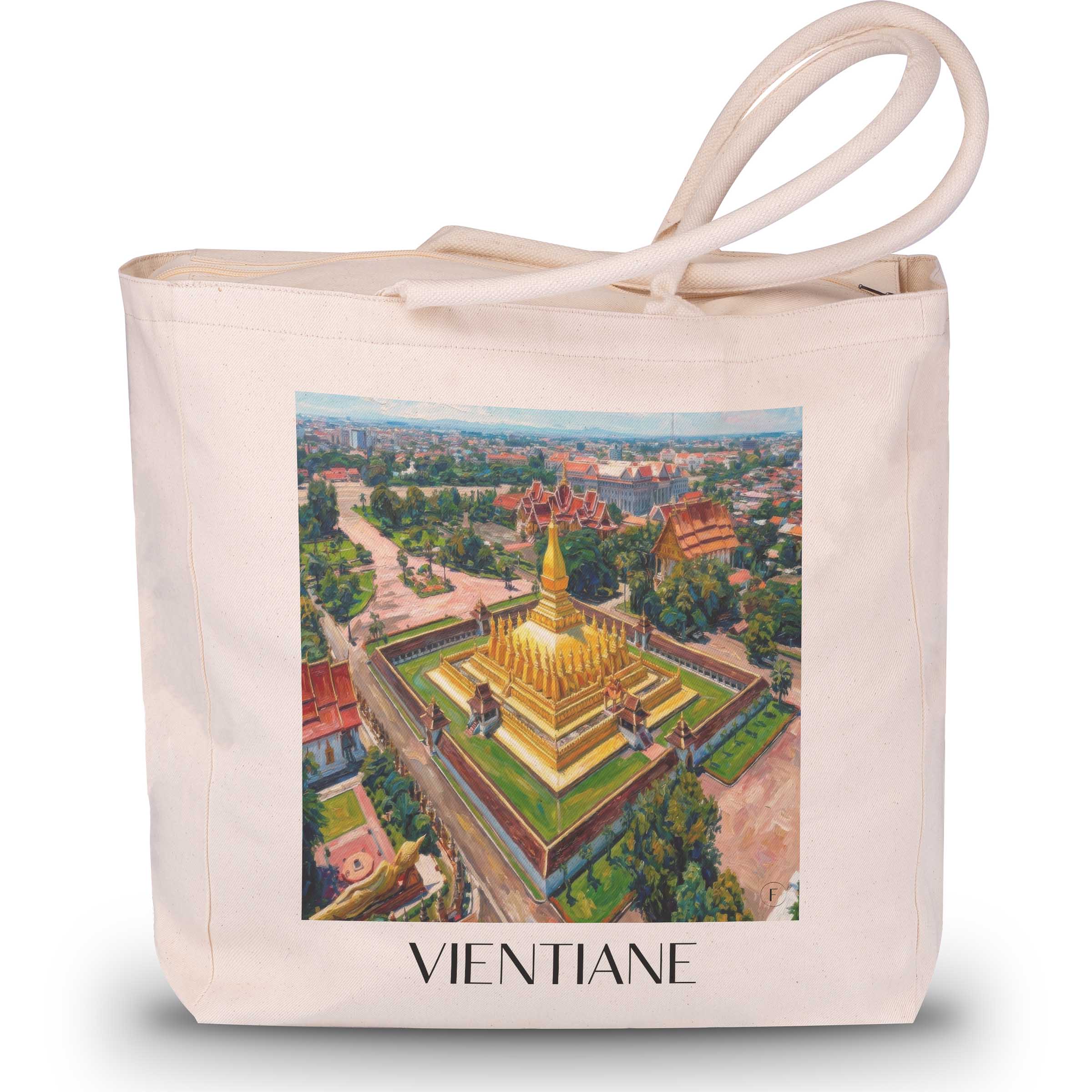 Vientiane - Laos Tote Bag - Einkaufstasche im Ölgemälde Stil
