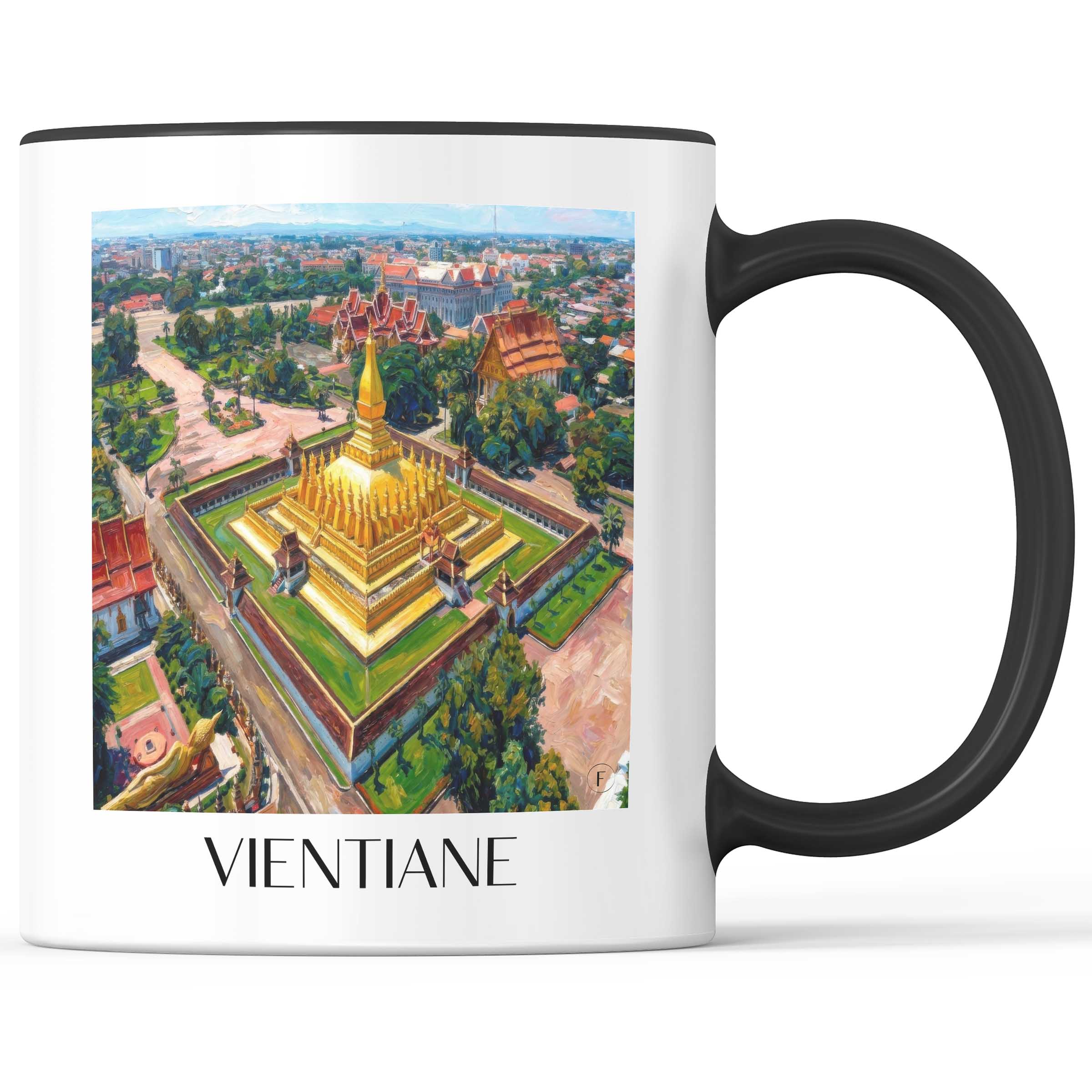 Vientiane - Laos Becher - Kaffeetasse im Ölgemälde Stil