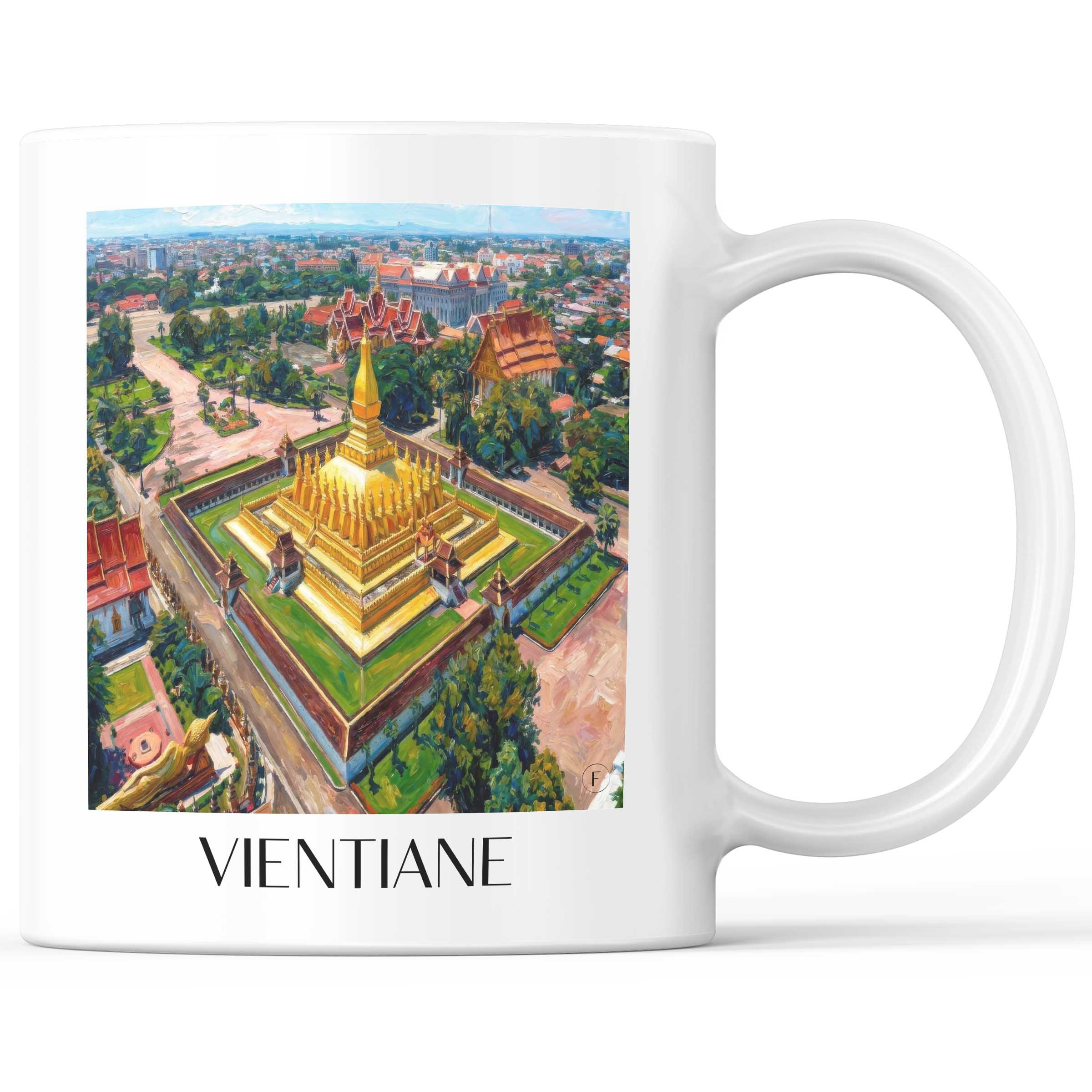 Vientiane - Laos Becher - Kaffeetasse im Ölgemälde Stil