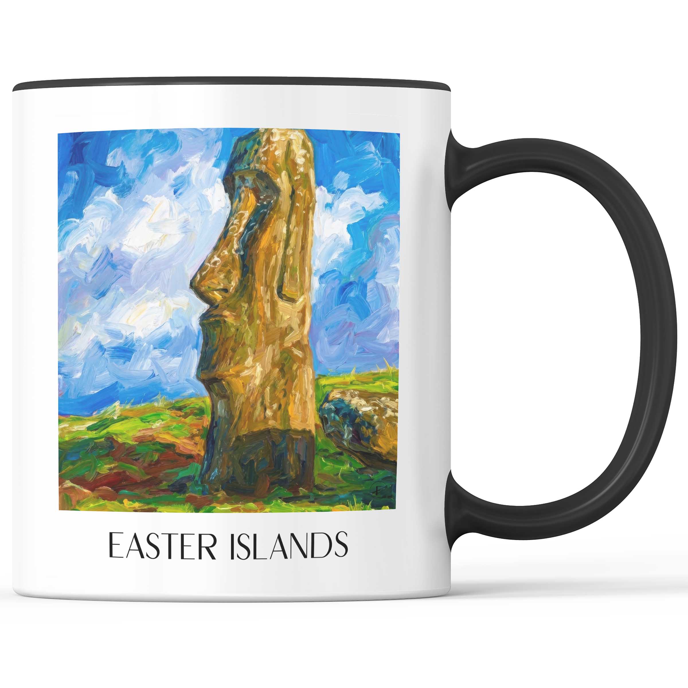 Oster Inseln - Chile Becher - Kaffeetasse im Ölgemälde Stil