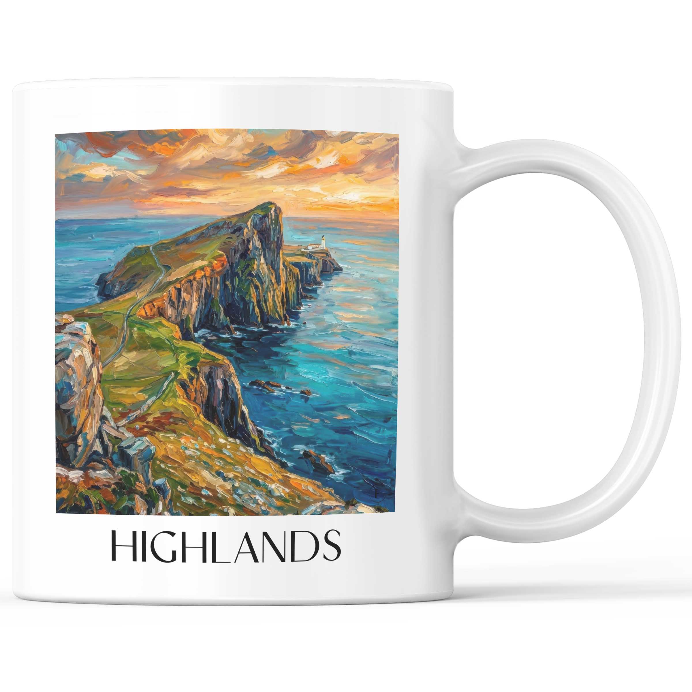 Highlands - Schottland Becher - Kaffeetasse im Ölgemälde Stil