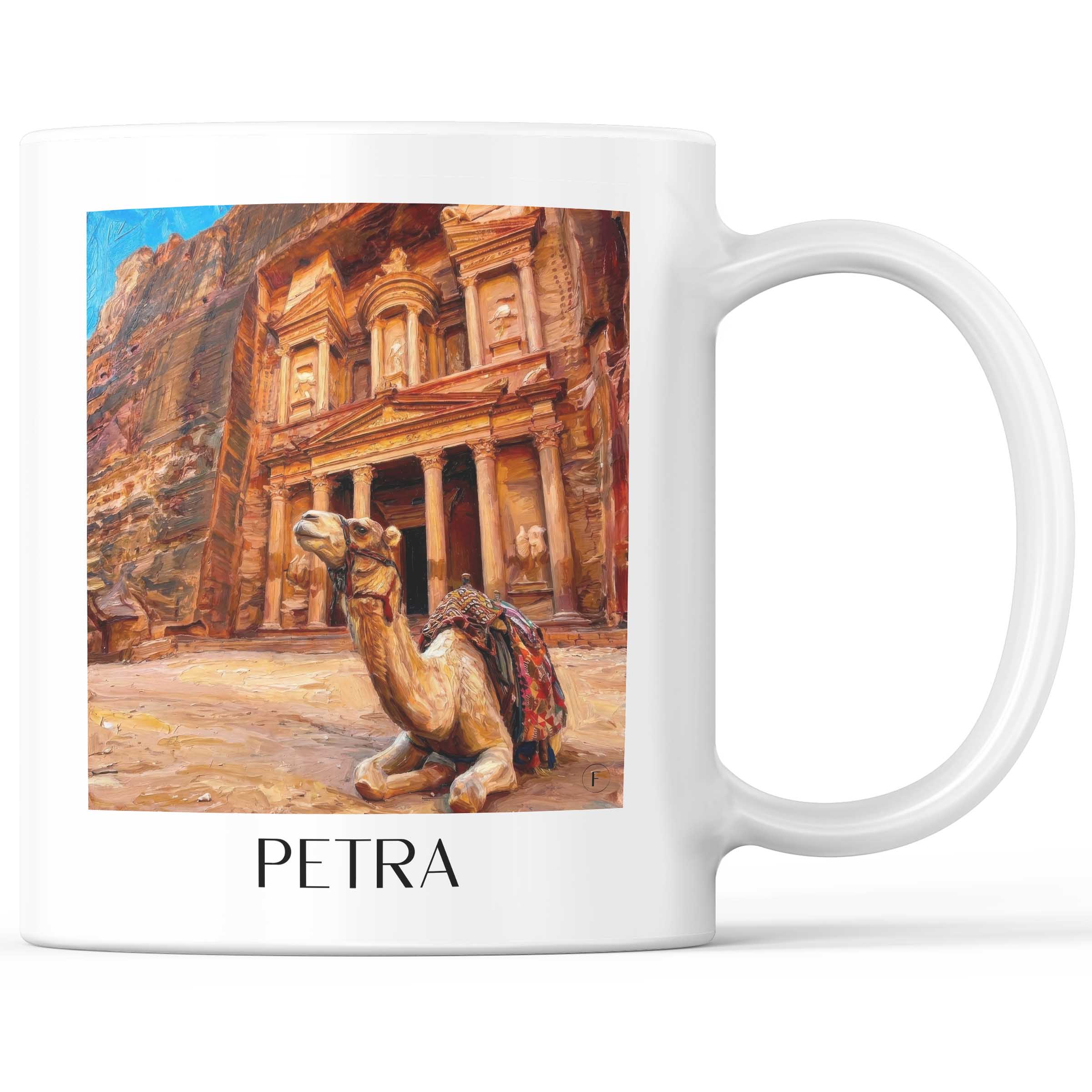 Petra, Jordanien - Jordanien Becher - Kaffeetasse im Ölgemälde Stil
