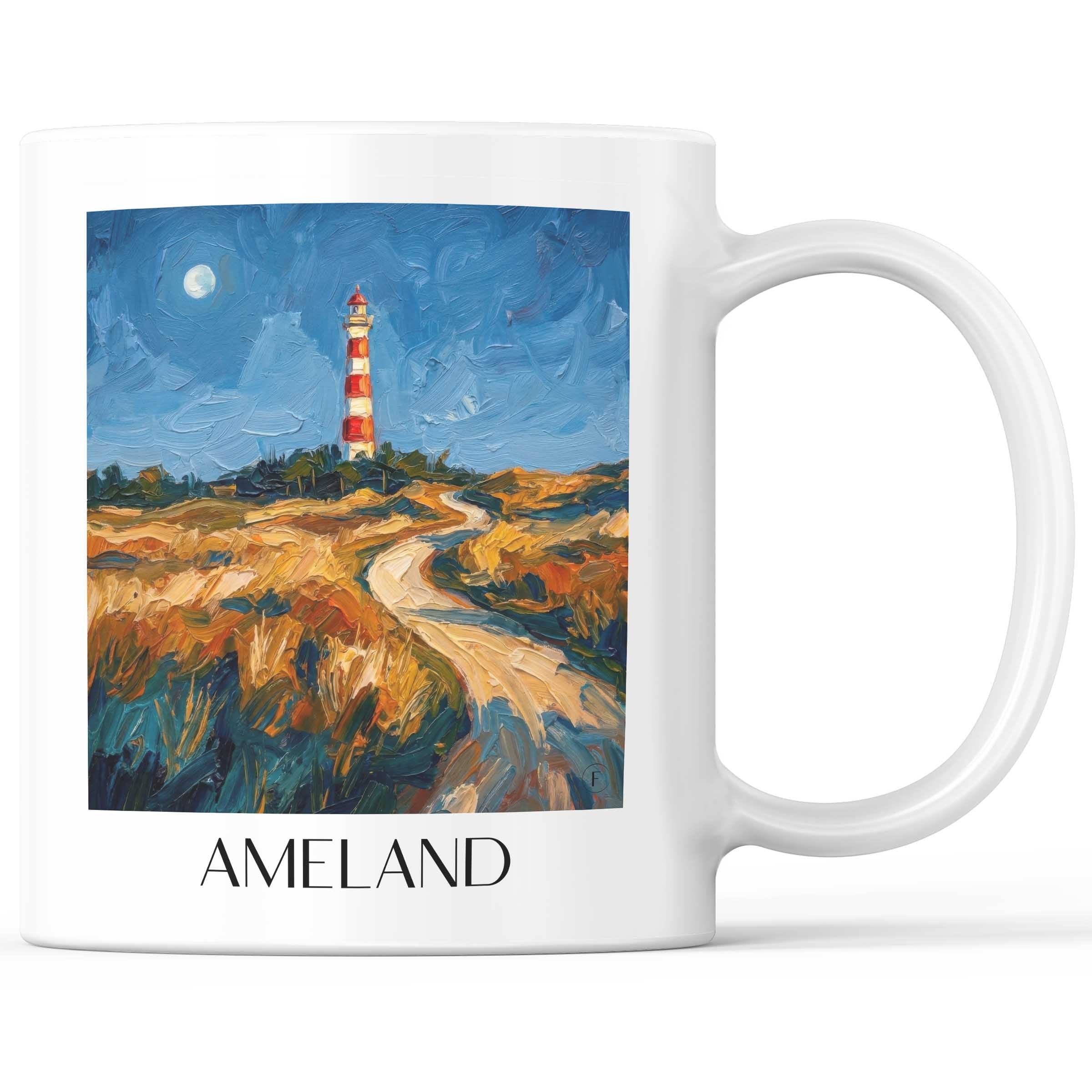 Ameland - Niederlande Becher - Kaffeetasse im Ölgemälde Stil