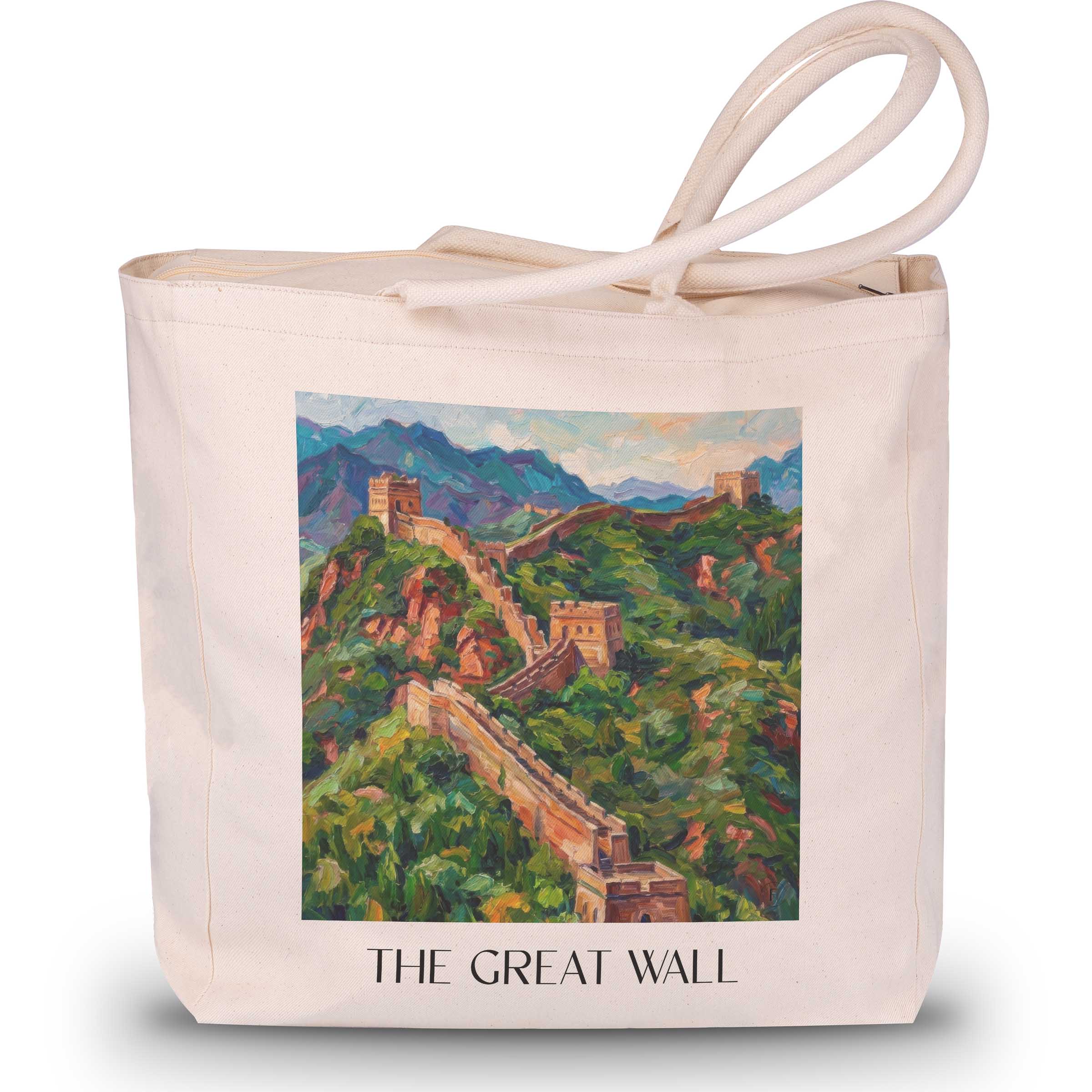 die große Mauer - China Tote Bag - Einkaufstasche im Ölgemälde Stil